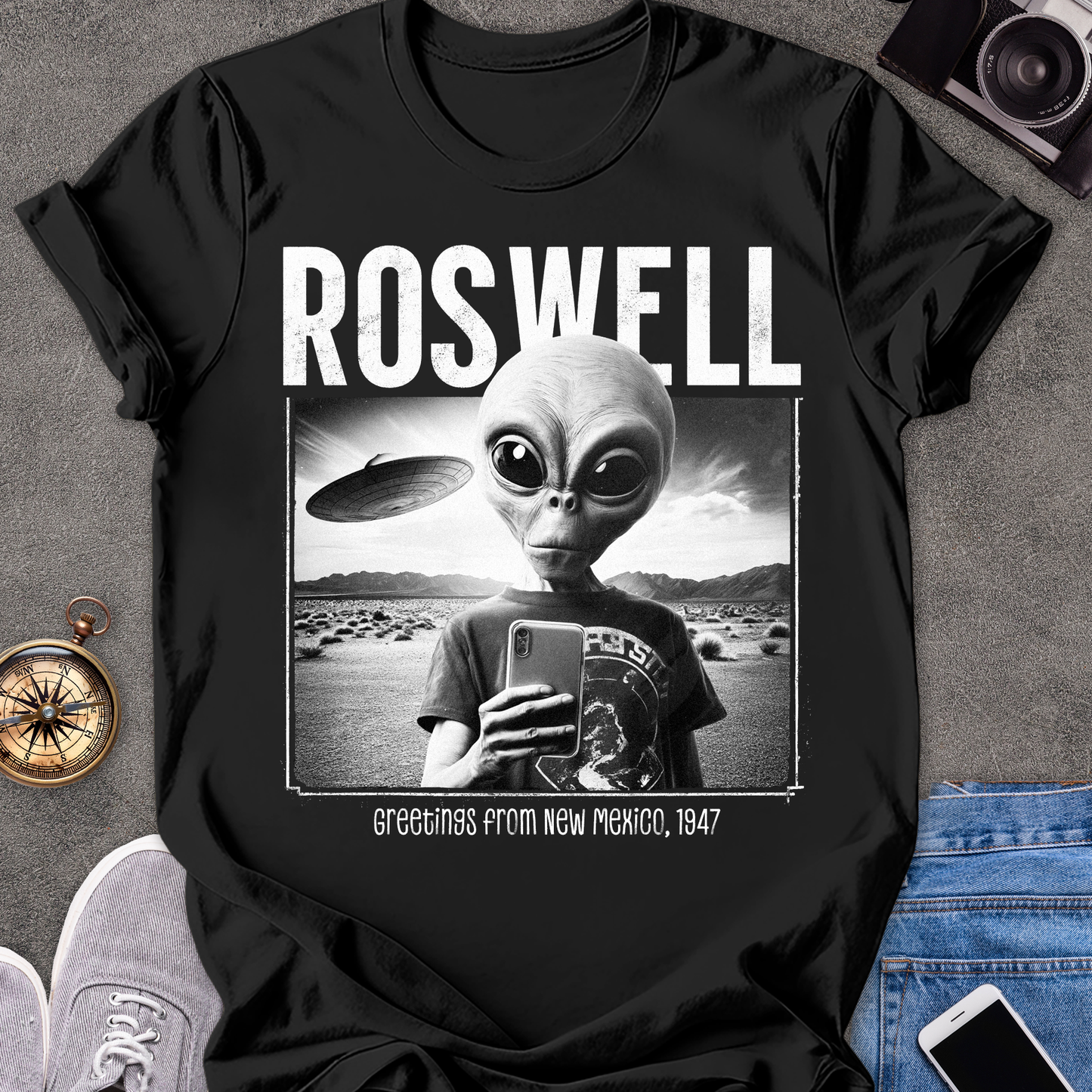 Roswell, Greetings from New Mexico 1947 | Unisex Softstyle T-Shirt | Roswell Travel Tee