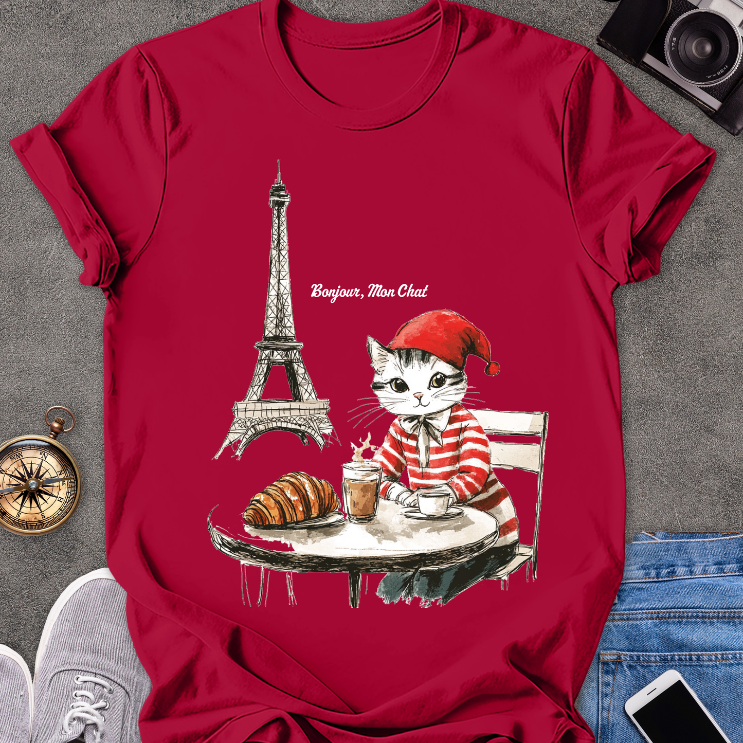 Bonjour, Mon Chat| Unisex Softstyle T-Shirt | France Travel Tee