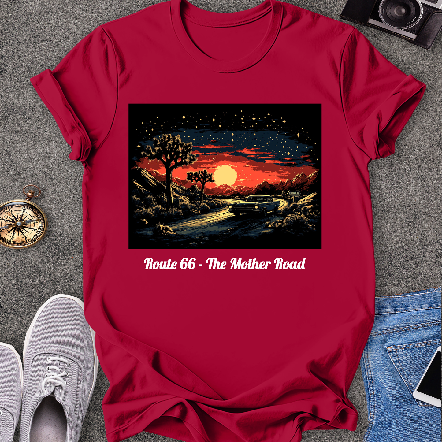 Route 66 - The Mother Road - Dessert Under Starry Skies T-Shirt