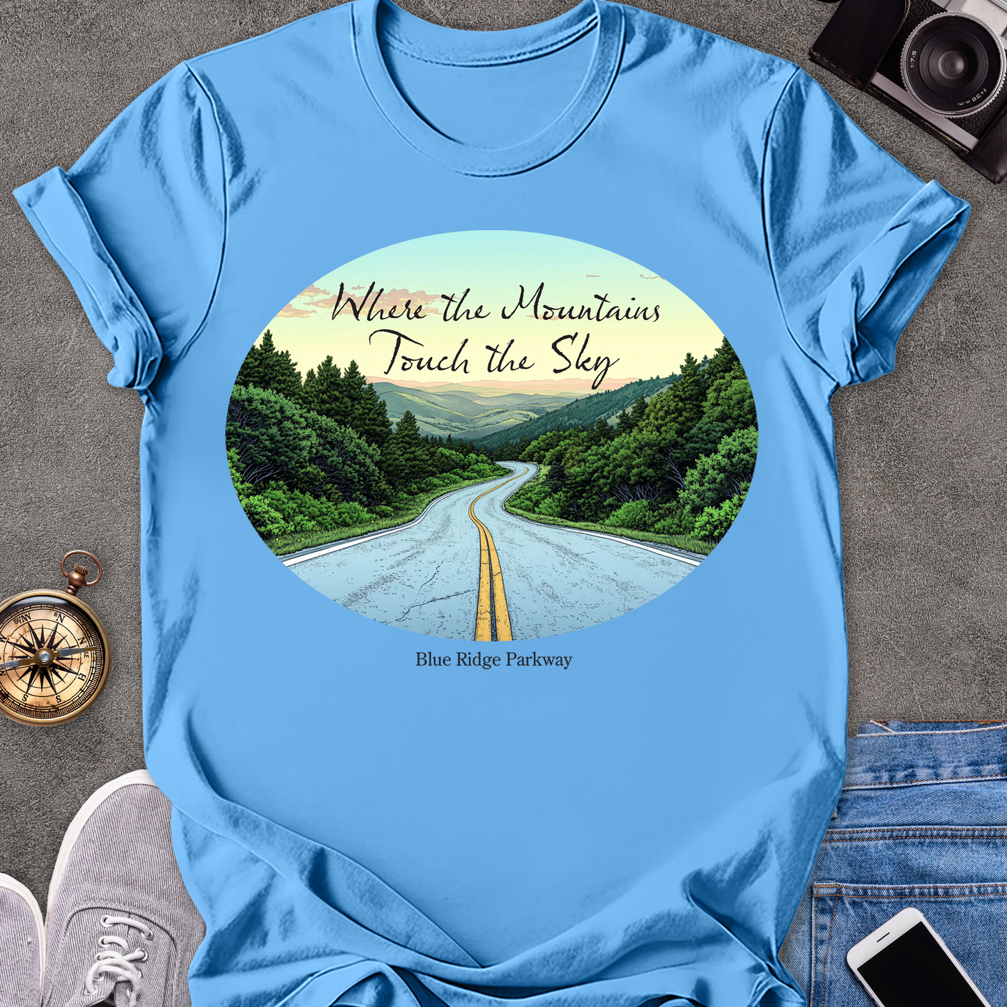 Where The Mountains Touch The Sky - The Blue Ridge Parkway | Unisex Softstyle T-Shirt | Road Trip Tee