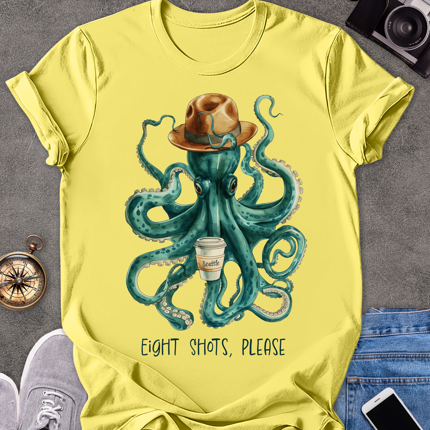 Eight Shots Please-Seattle| Unisex Softstyle T-Shirt | Seattle Travel Tee