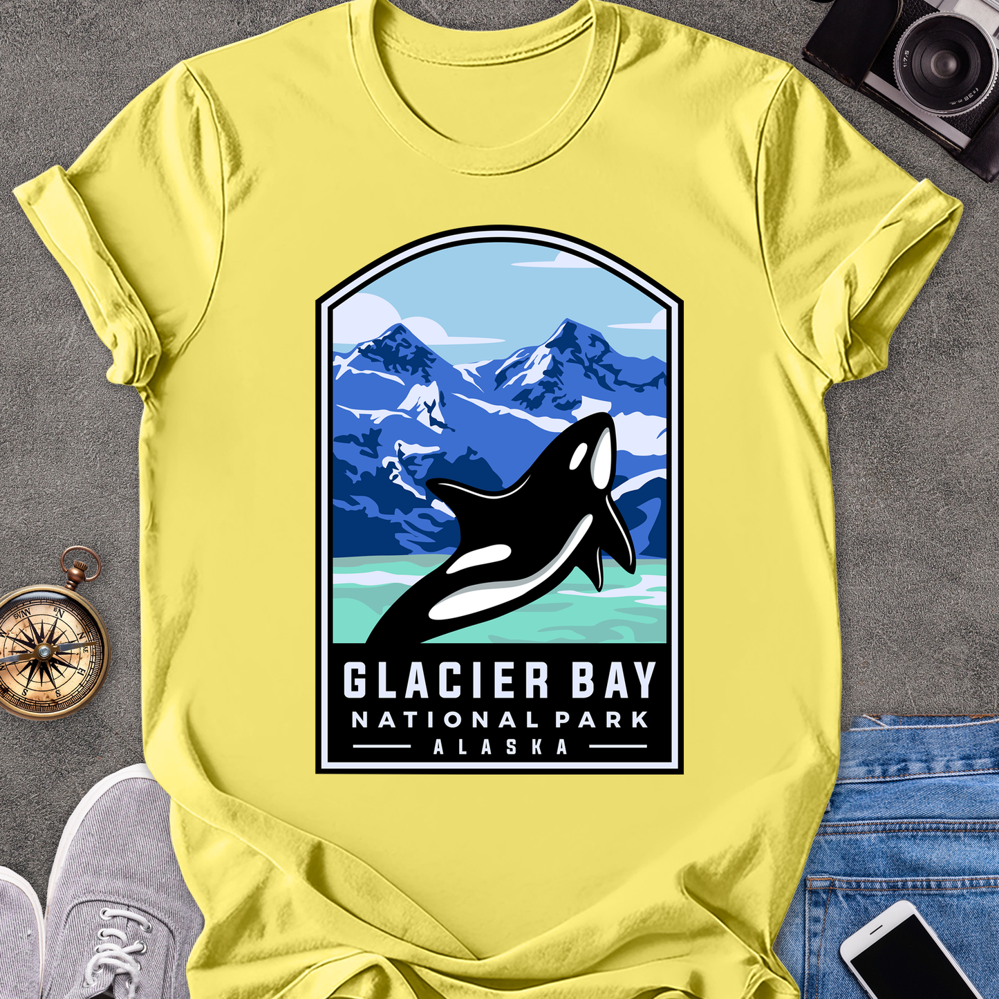 Glacier Bay, National Park, Alaska | Unisex Softstyle T-Shirt | Killer Whale Tee