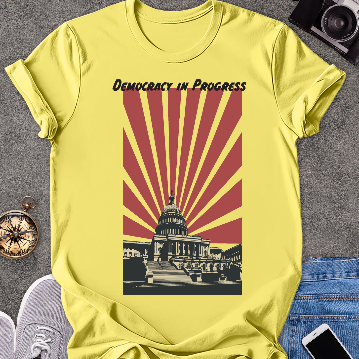 Democracy In Progress | Unisex Softstyle T-Shirt | Washington D.C. Travel Tee