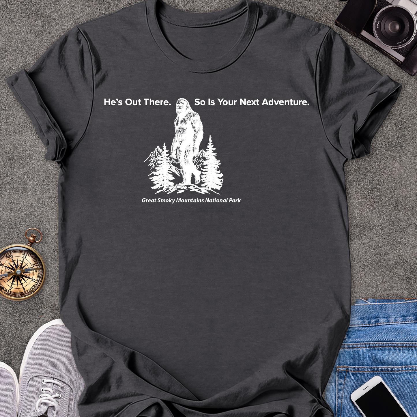 He's Out There. So Is Your Next Adventure-Great Smoky Mountains National Park| Unisex Softstyle T-Shirt | Great Smoky Mountains Travel Tee