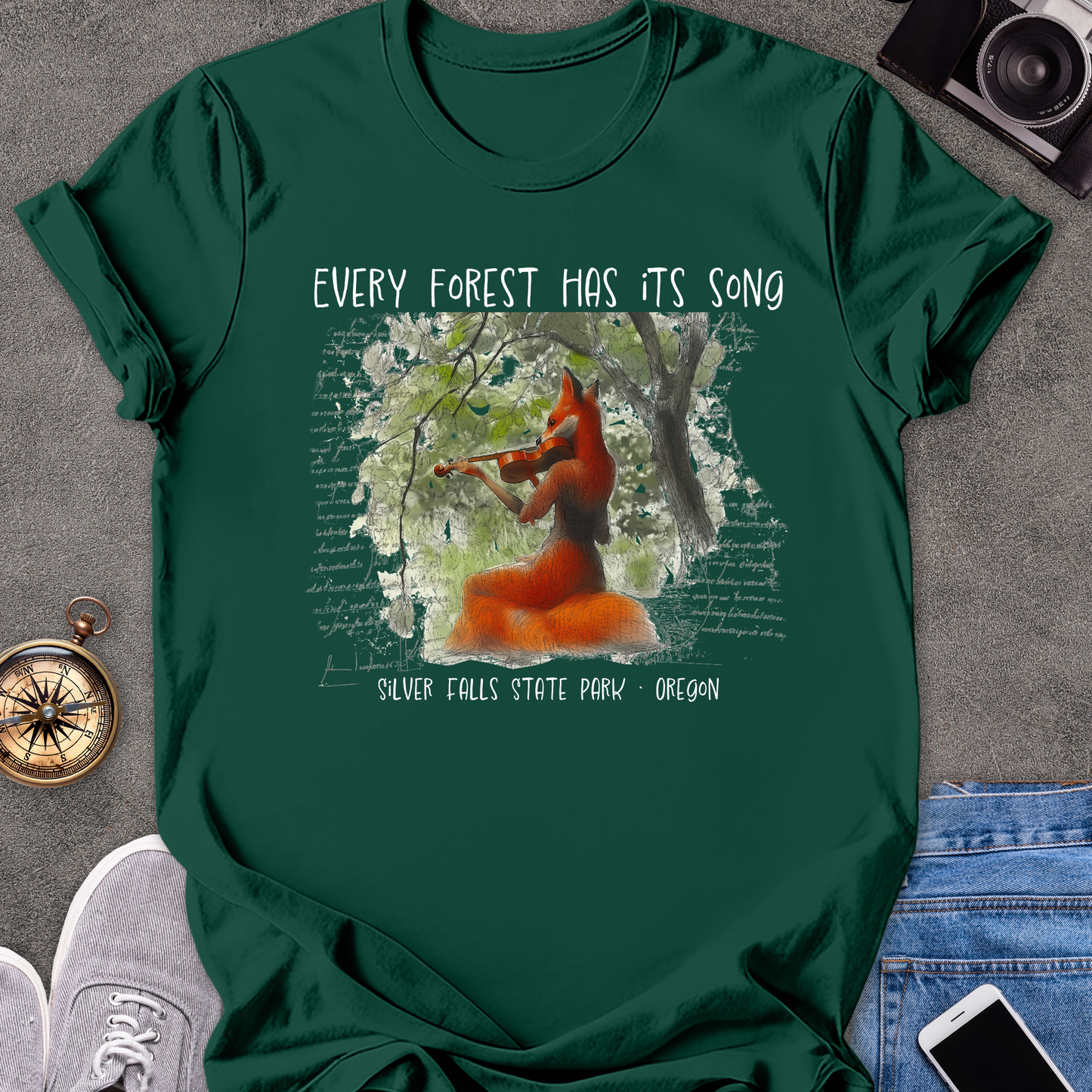 Every Forest Has It's Song -Silver Falls State Park, Oregon | Unisex Softstyle T-Shirt | Nature and Adventure Lover Tee