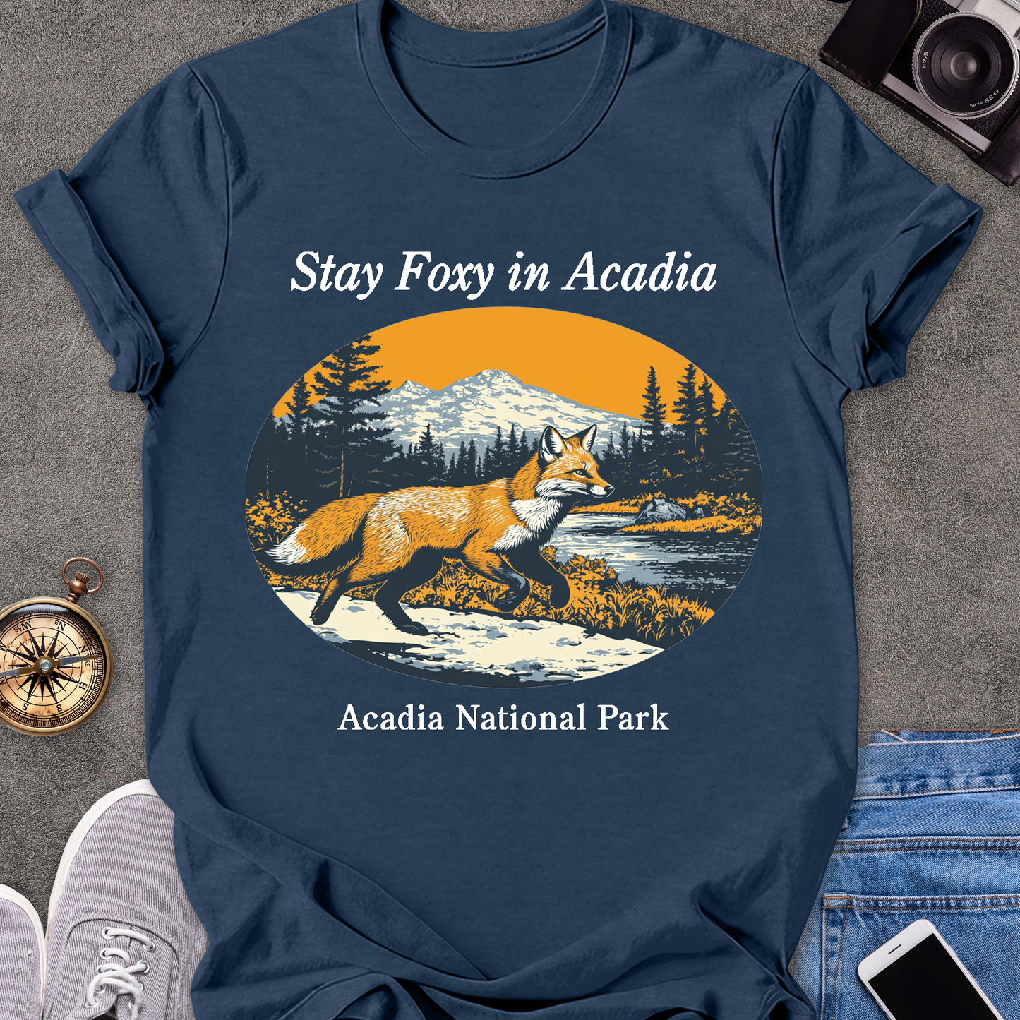 Stay Foxy In Acadia | Unisex Softstyle T-Shirt | Acadia National Park Tee