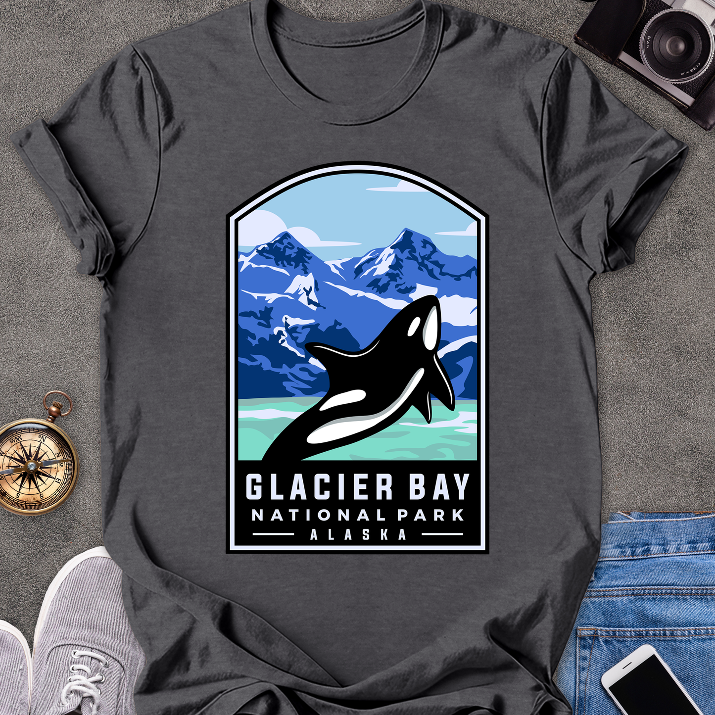 Glacier Bay, National Park, Alaska | Unisex Softstyle T-Shirt | Killer Whale Tee