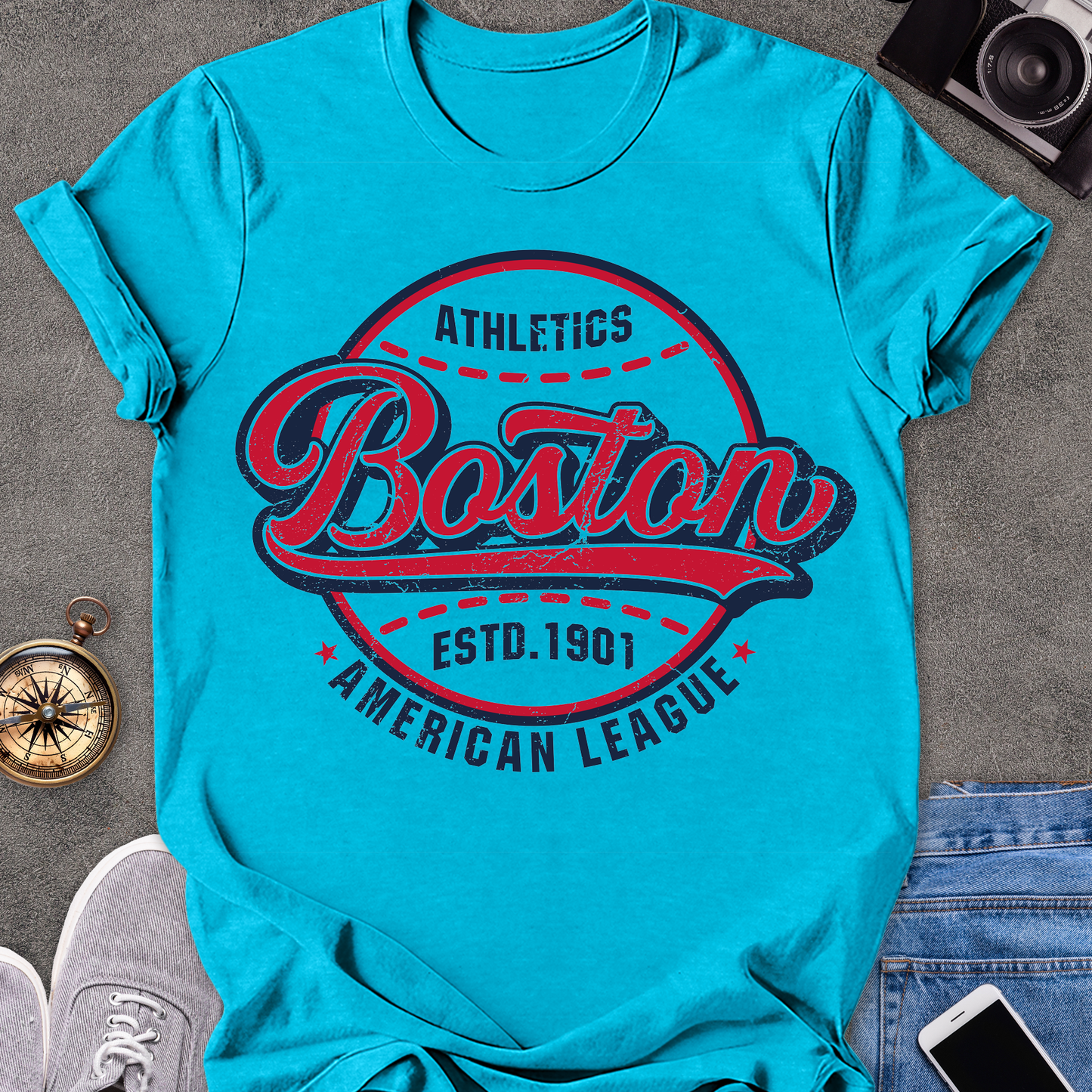 Athletics Boston Est. 1901 American League | Unisex Softstyle T-Shirt | Boston Baseball Travel Tee