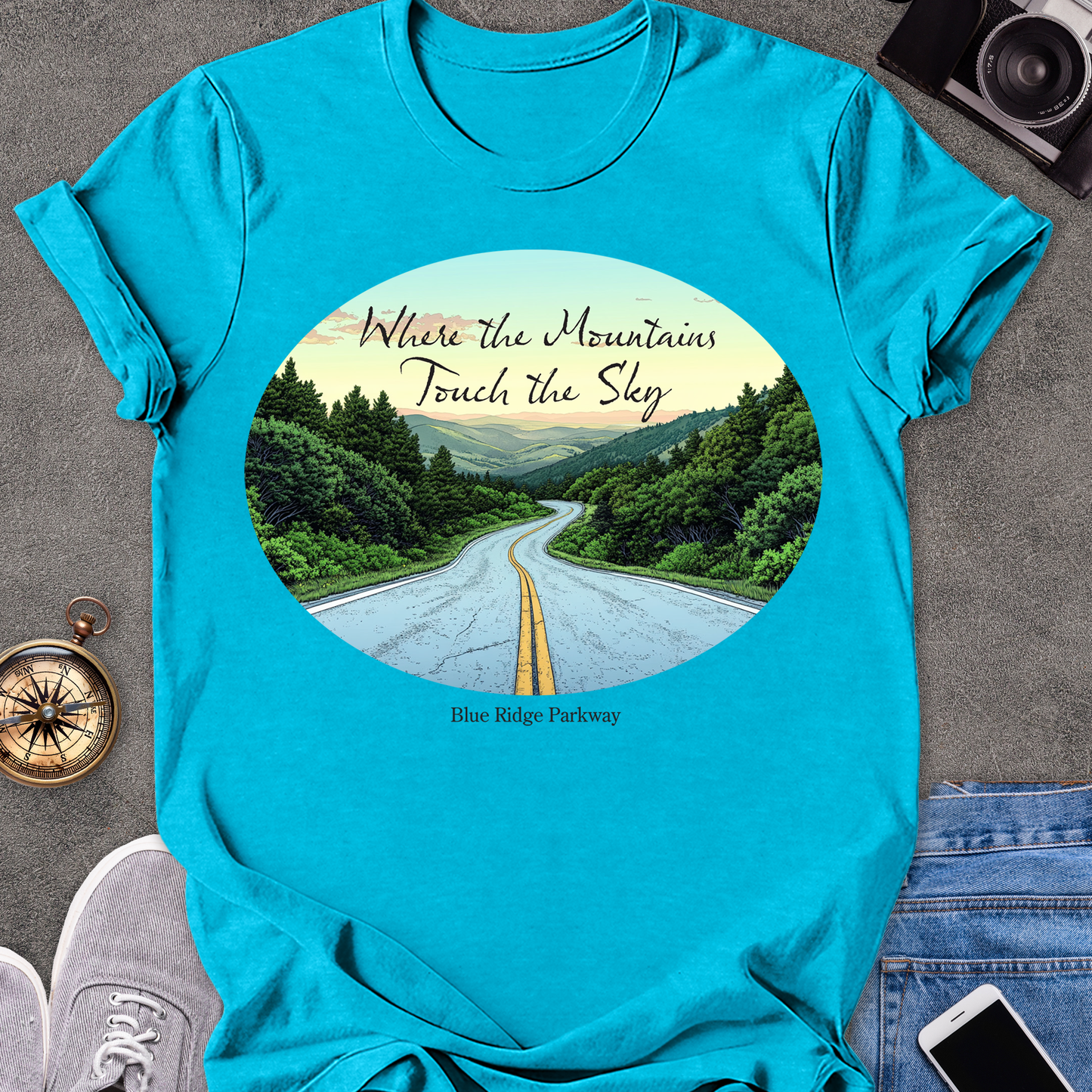 Where The Mountains Touch The Sky - The Blue Ridge Parkway | Unisex Softstyle T-Shirt | Road Trip Tee