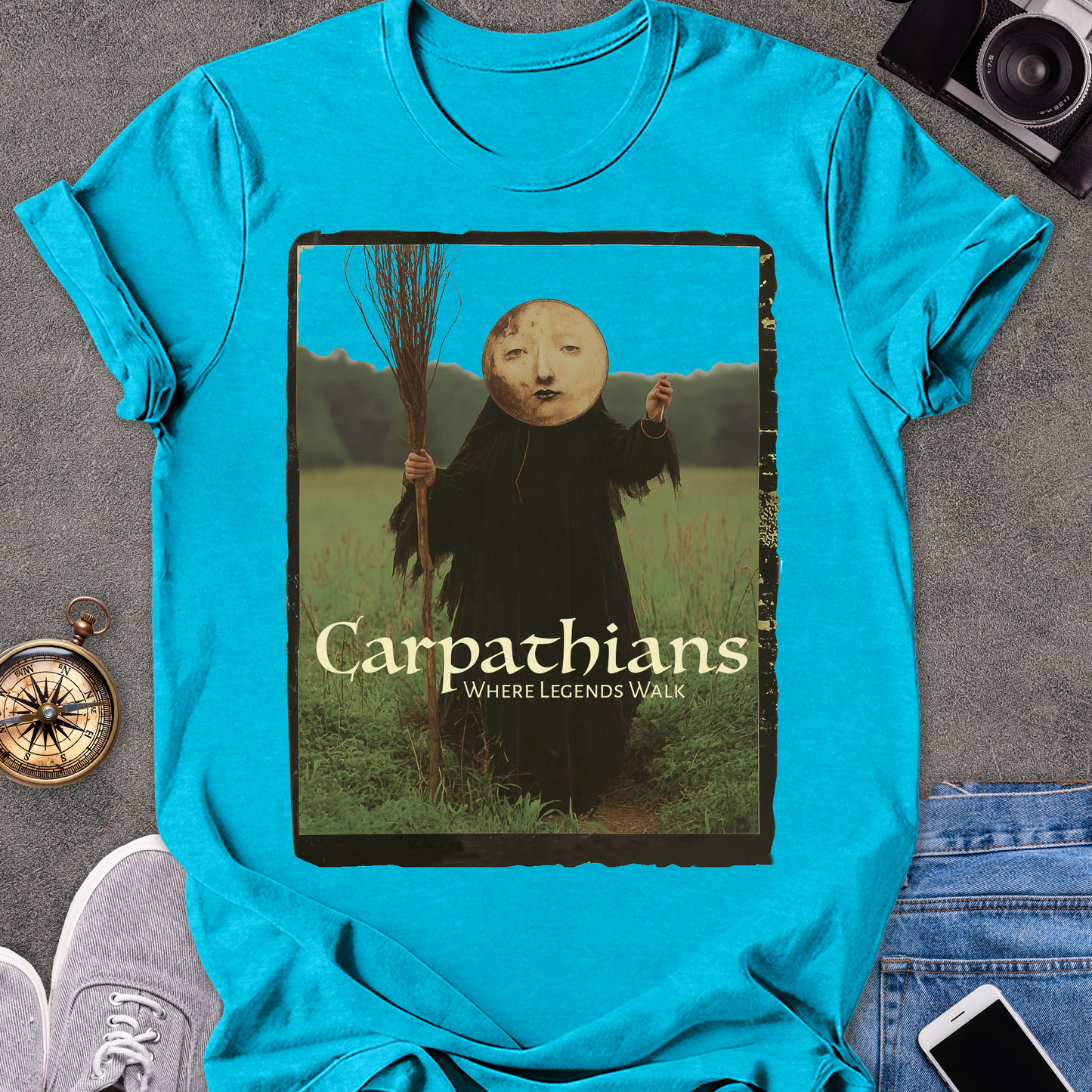 Carpathians, Where Legends Walk | Softstyle T-Shirt | Vintage Romanian Pagan Travel Tee