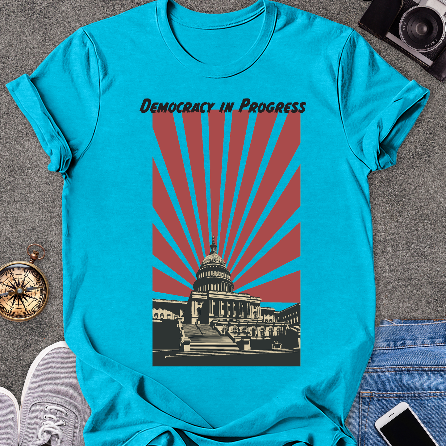 Democracy In Progress | Unisex Softstyle T-Shirt | Washington D.C. Travel Tee