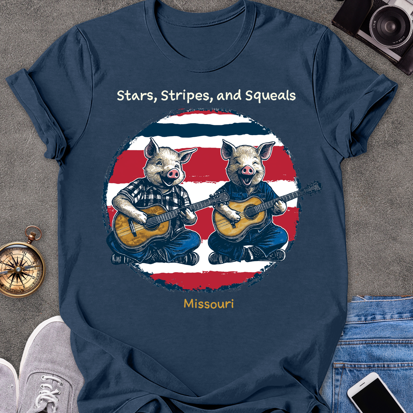Stars, Stripes, and Squeals - Missouri | Unisex Softstyle T-Shirt | Fun and Casual Country Music Lover Tee
