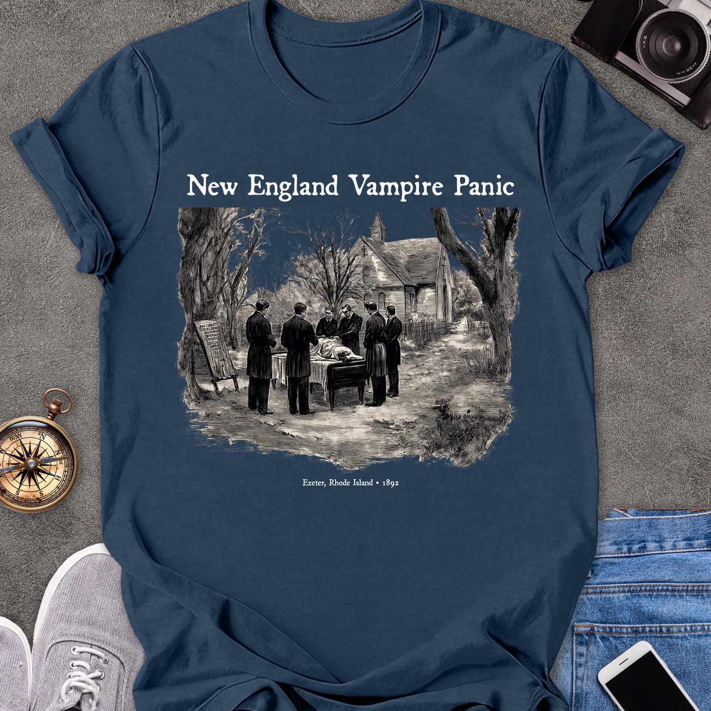 New England Vampire Panic- Exeter, Rhode Island 1892| Unisex Softstyle T-Shirt | Vampire Travel Tee