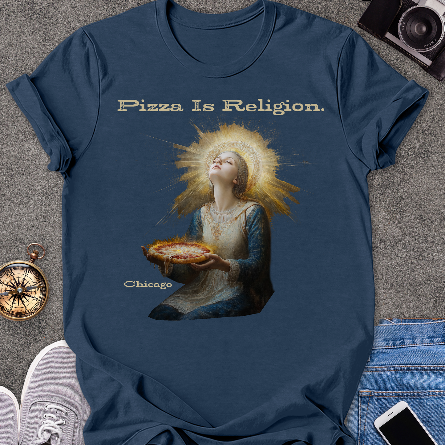 Pizza Is Religion. Chicago| Unisex Softstyle T-Shirt | Chicago Travel Tee