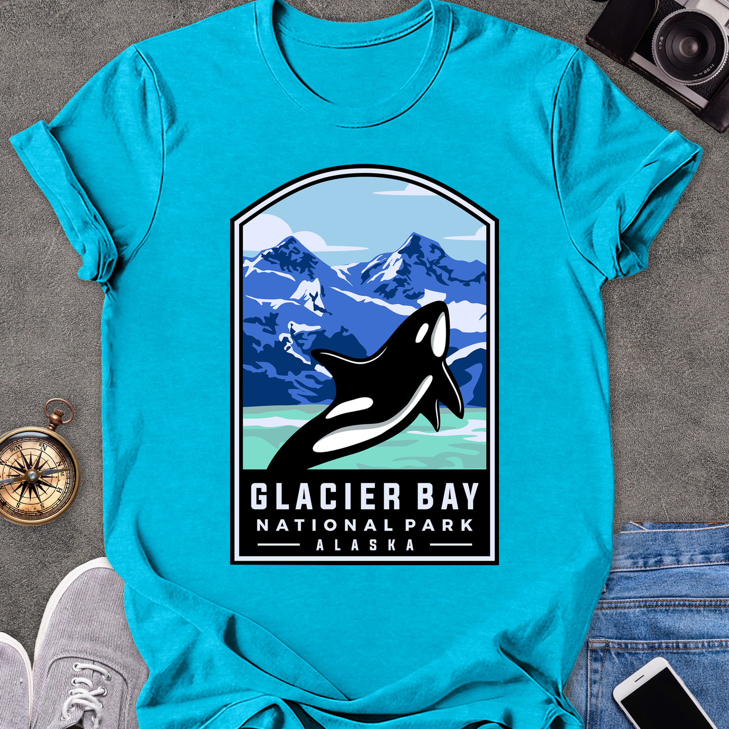 Glacier Bay, National Park, Alaska | Unisex Softstyle T-Shirt | Killer Whale Tee