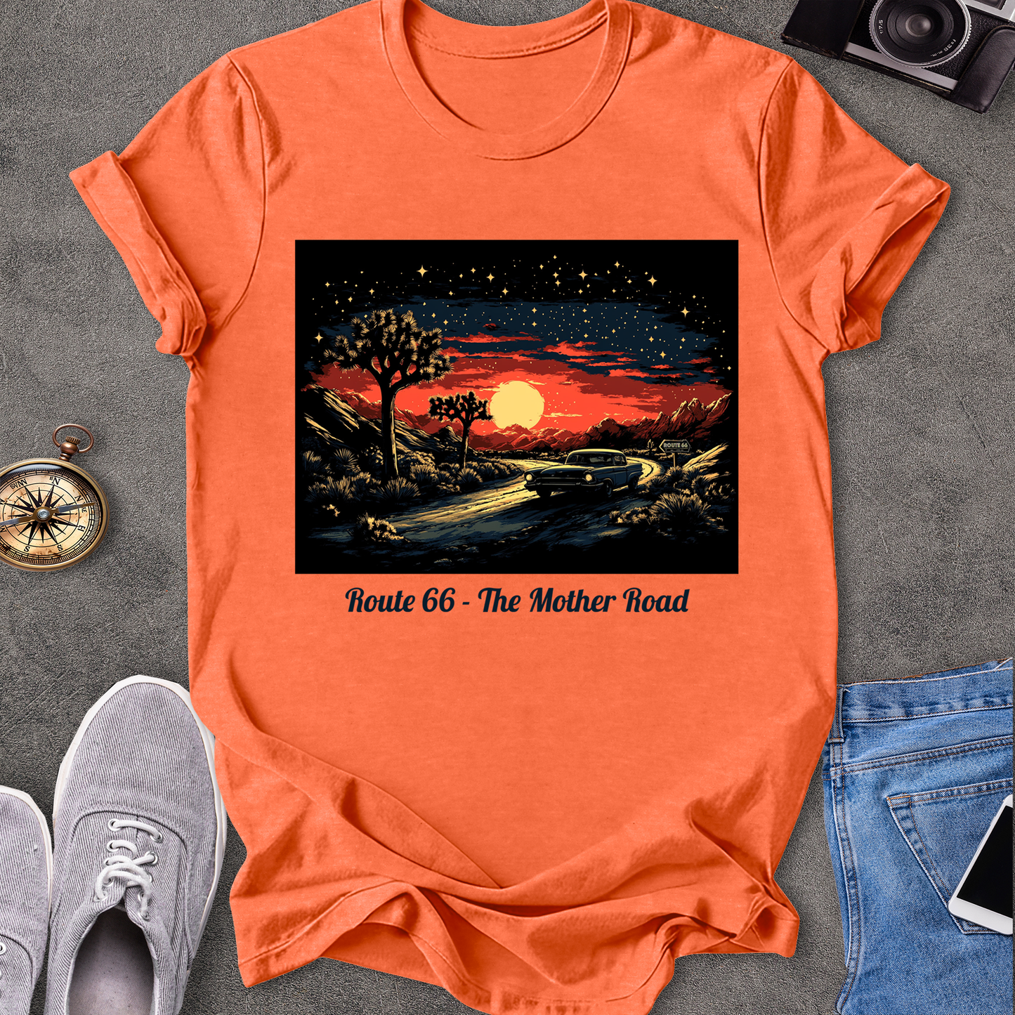 Route 66 - The Mother Road - Dessert Under Starry Skies T-Shirt