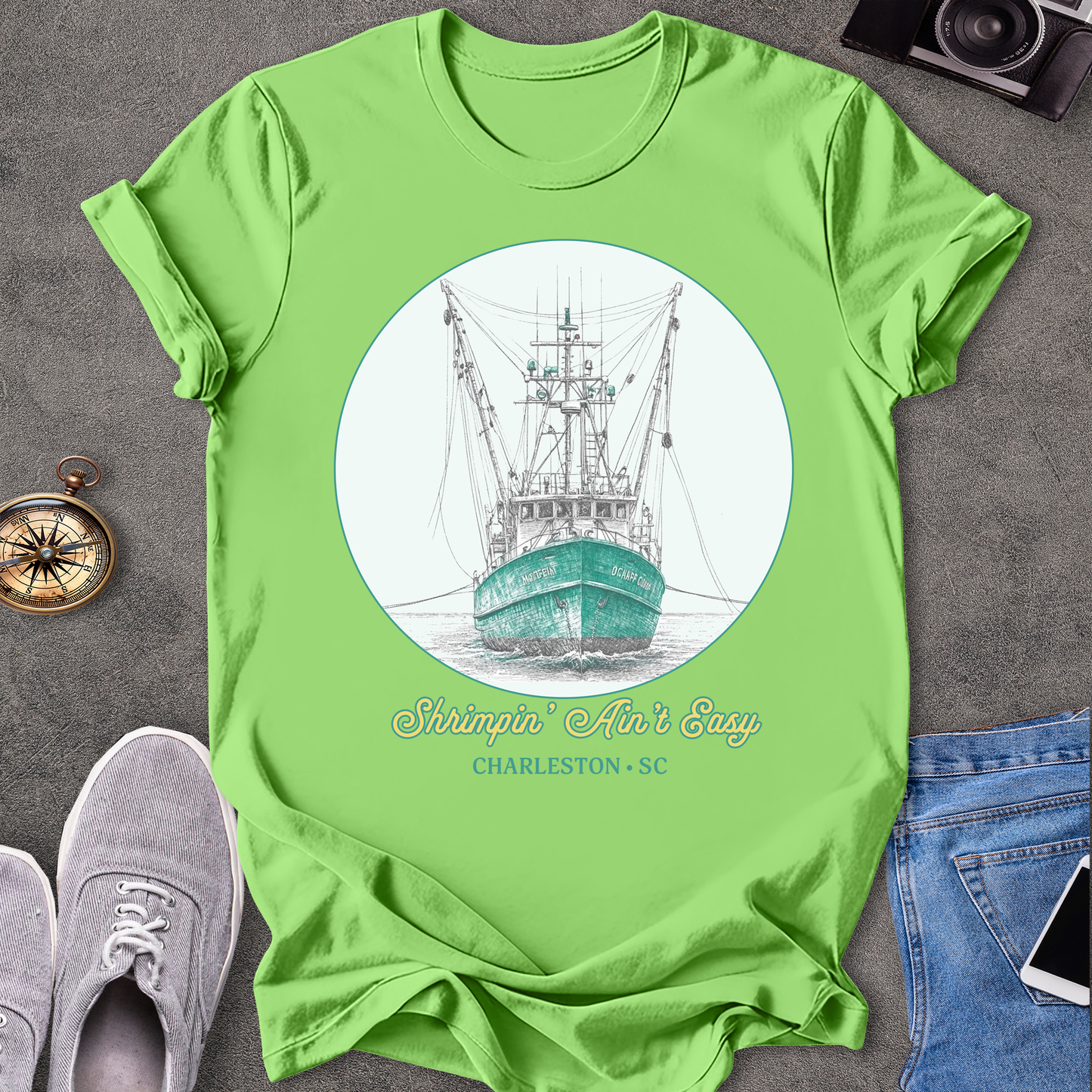 Shrimpin' Ain't Easy Charleston, South Carolina T-Shirt