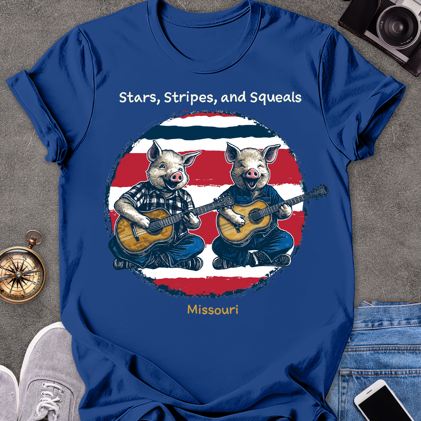 Stars, Stripes, and Squeals - Missouri | Unisex Softstyle T-Shirt | Fun and Casual Country Music Lover Tee