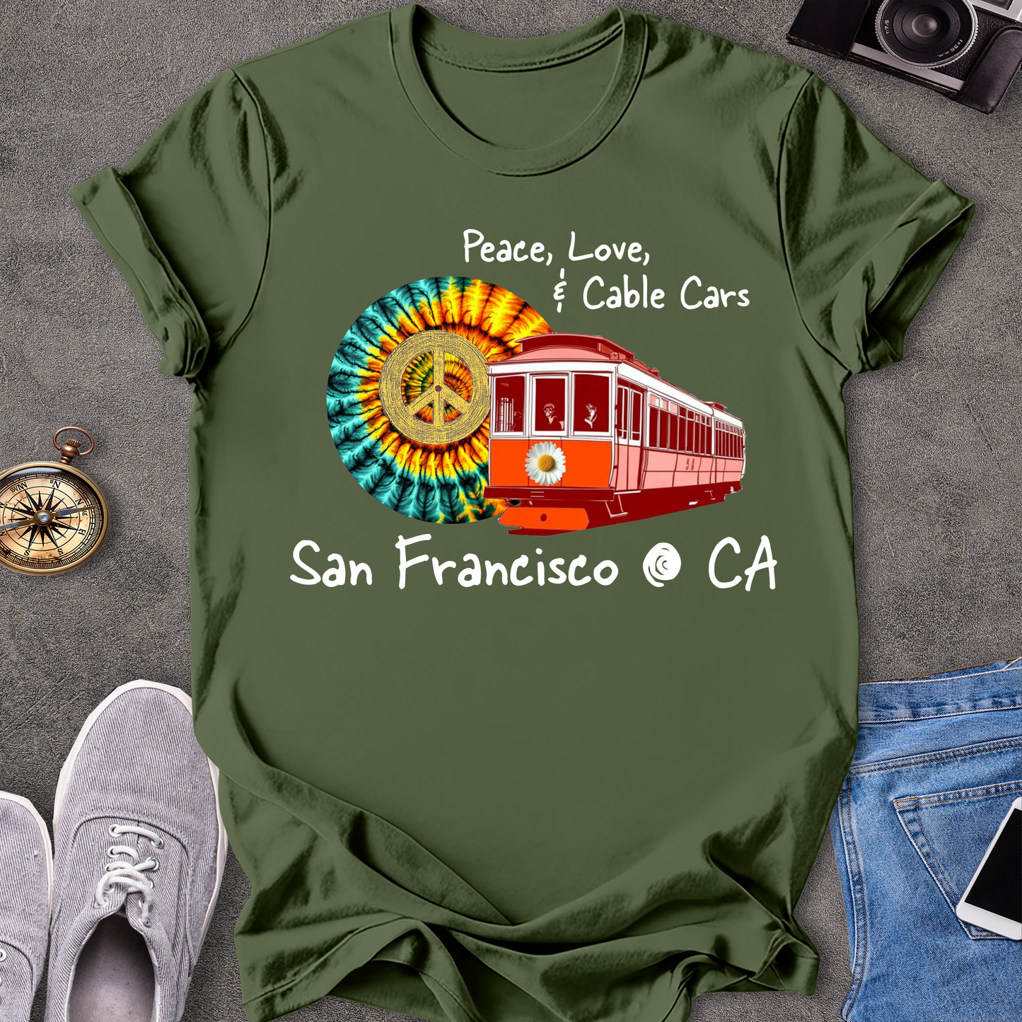 Peace Love & Cable Cars - San Francisco T-Shirt
