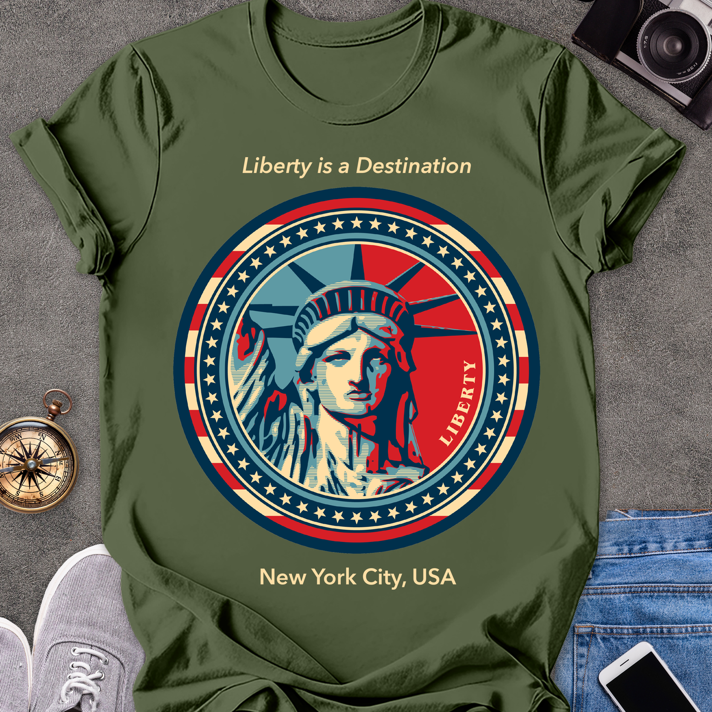 Liberty Is a Destination, New York City, USA | Unisex Softstyle T-Shirt | USA Travel Tee
