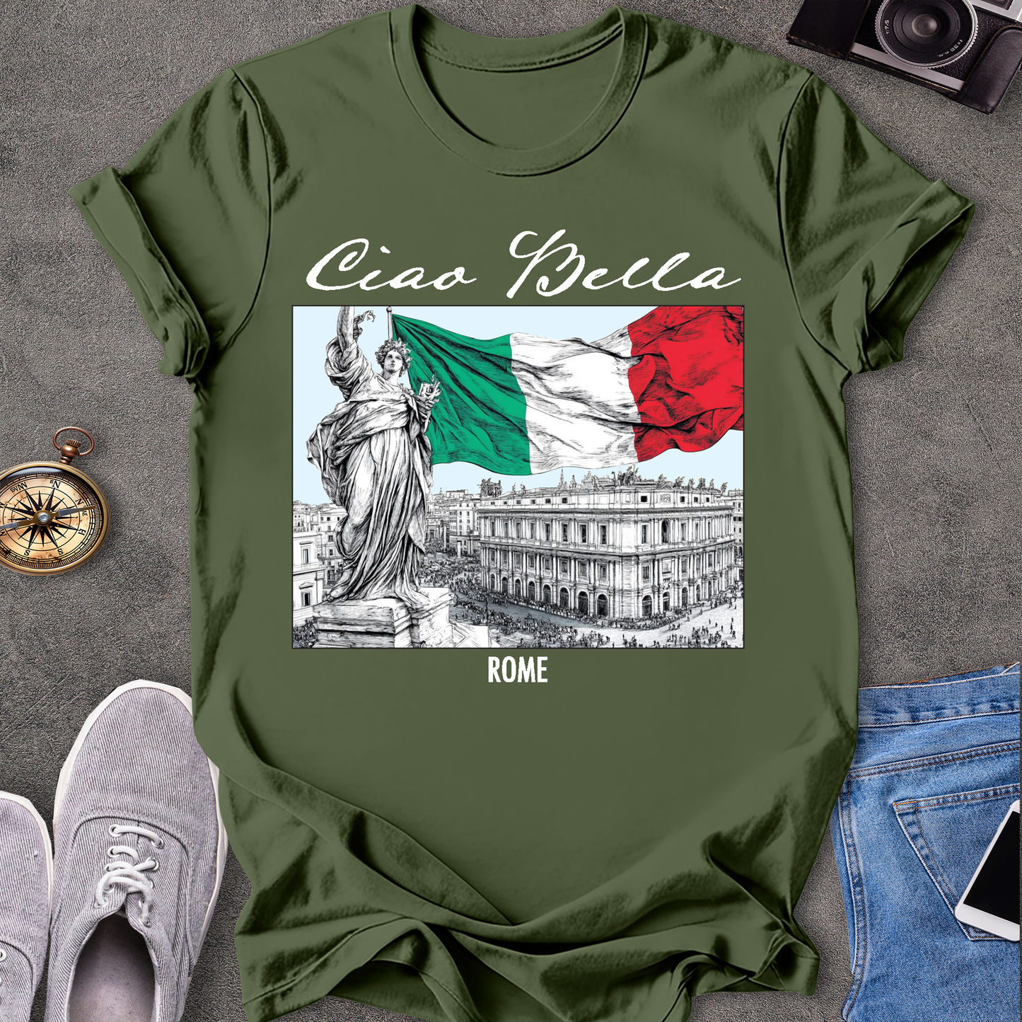 Ciao Bella - Rome Italian Flag T-Shirt