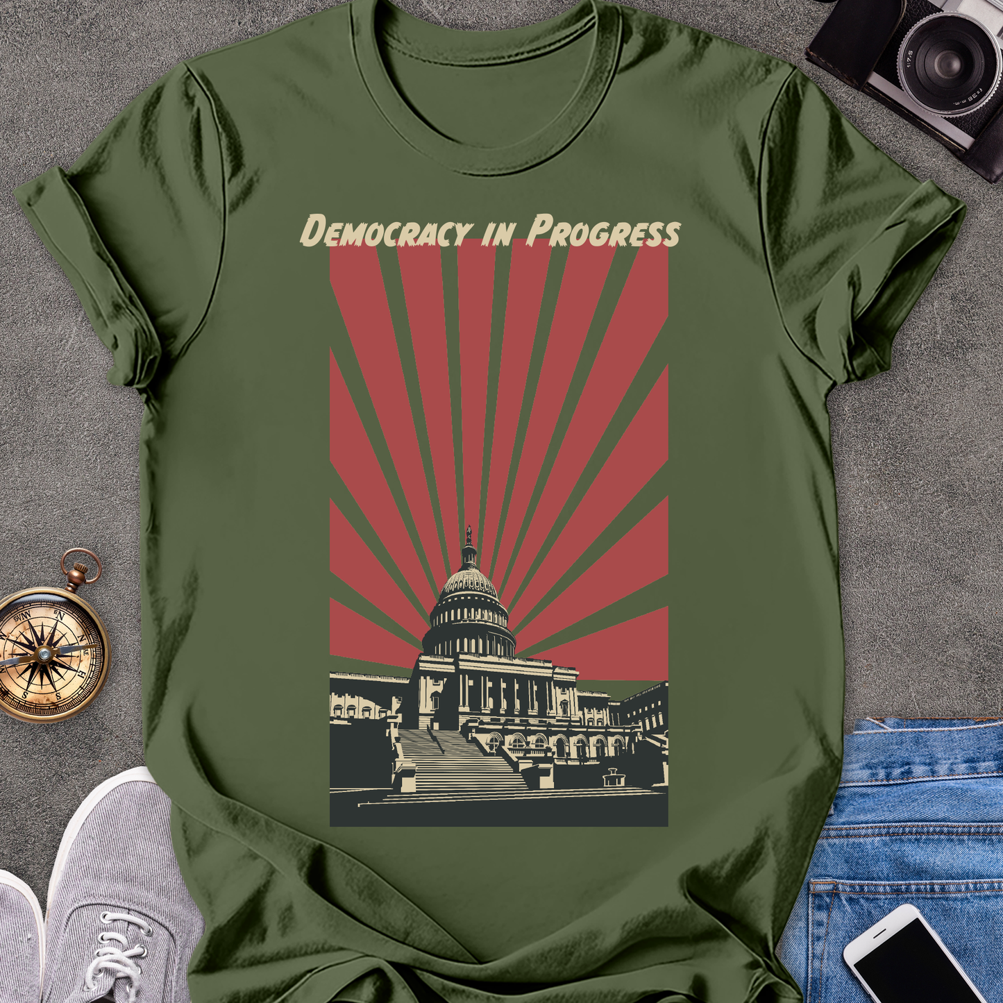 Democracy In Progress | Unisex Softstyle T-Shirt | Washington D.C. Travel Tee