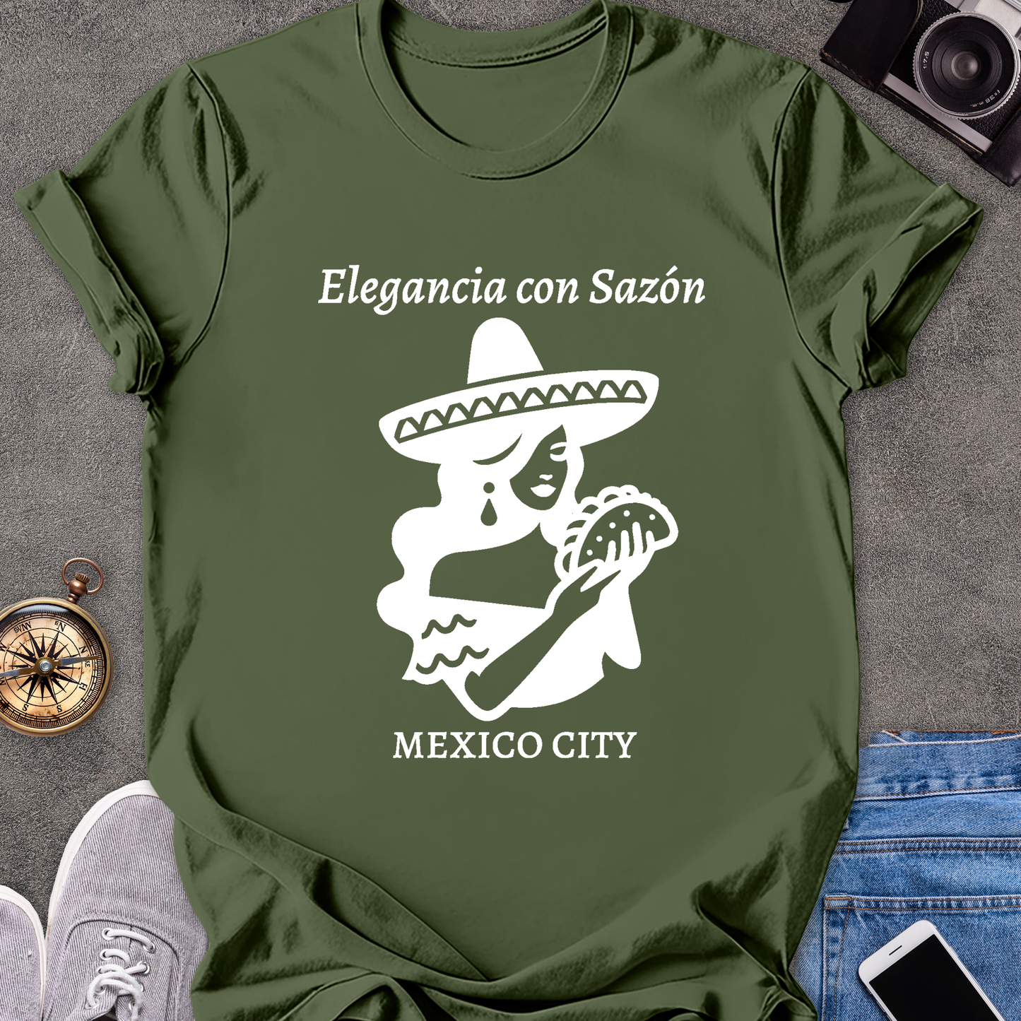 Elegancia con Sazón-Mexico City | Unisex Softstyle T-Shirt | Foodie Travel Tee