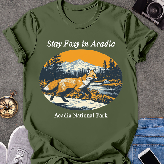 Stay Foxy In Acadia | Unisex Softstyle T-Shirt | Acadia National Park Tee