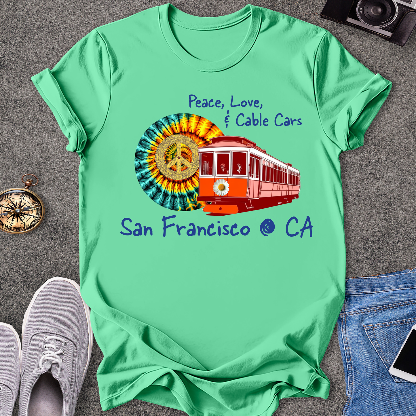 Peace Love & Cable Cars - San Francisco T-Shirt