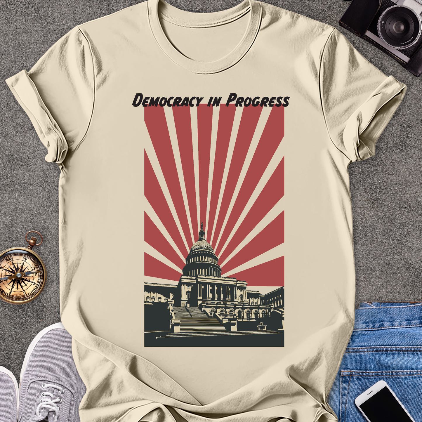 Democracy In Progress | Unisex Softstyle T-Shirt | Washington D.C. Travel Tee