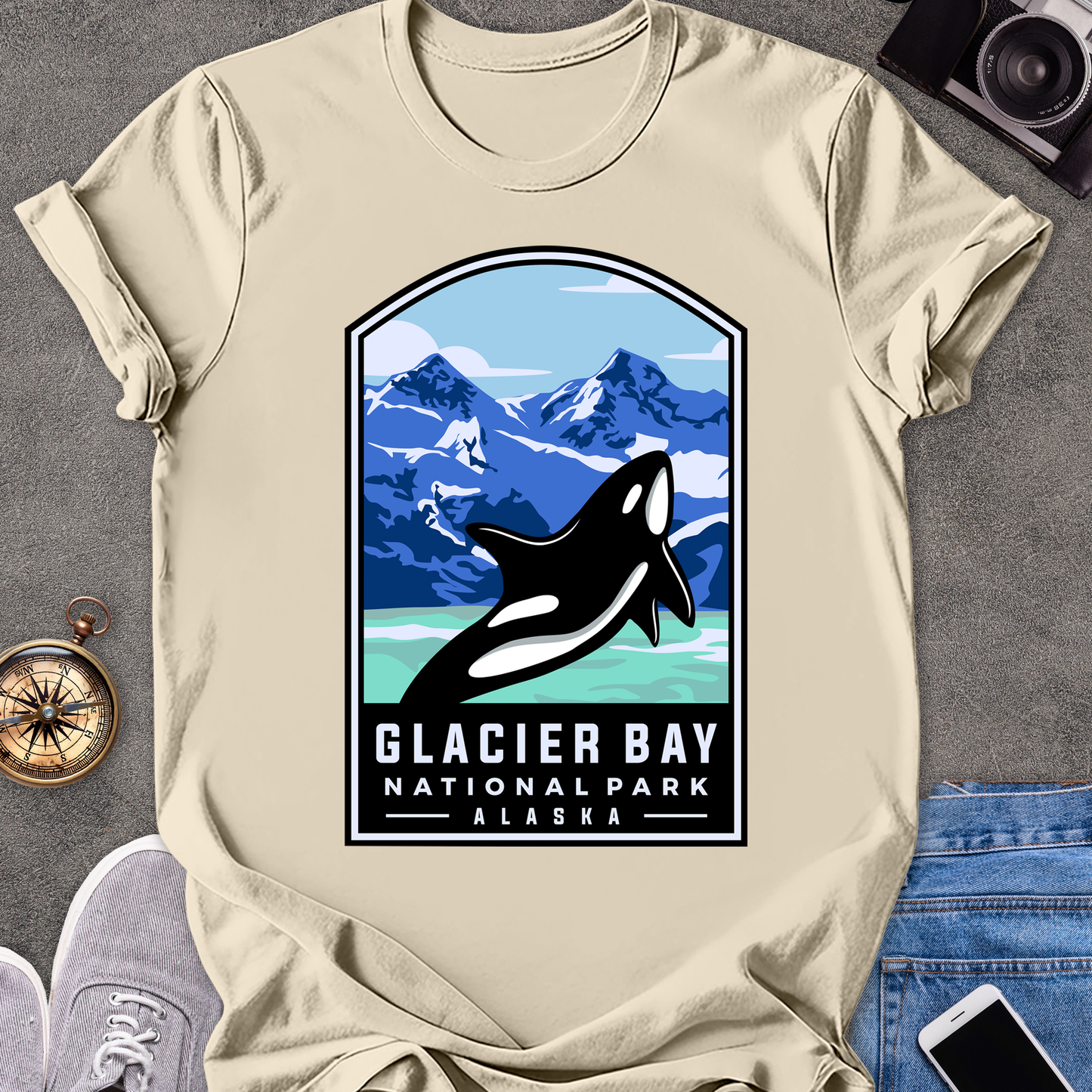 Glacier Bay, National Park, Alaska | Unisex Softstyle T-Shirt | Killer Whale Tee