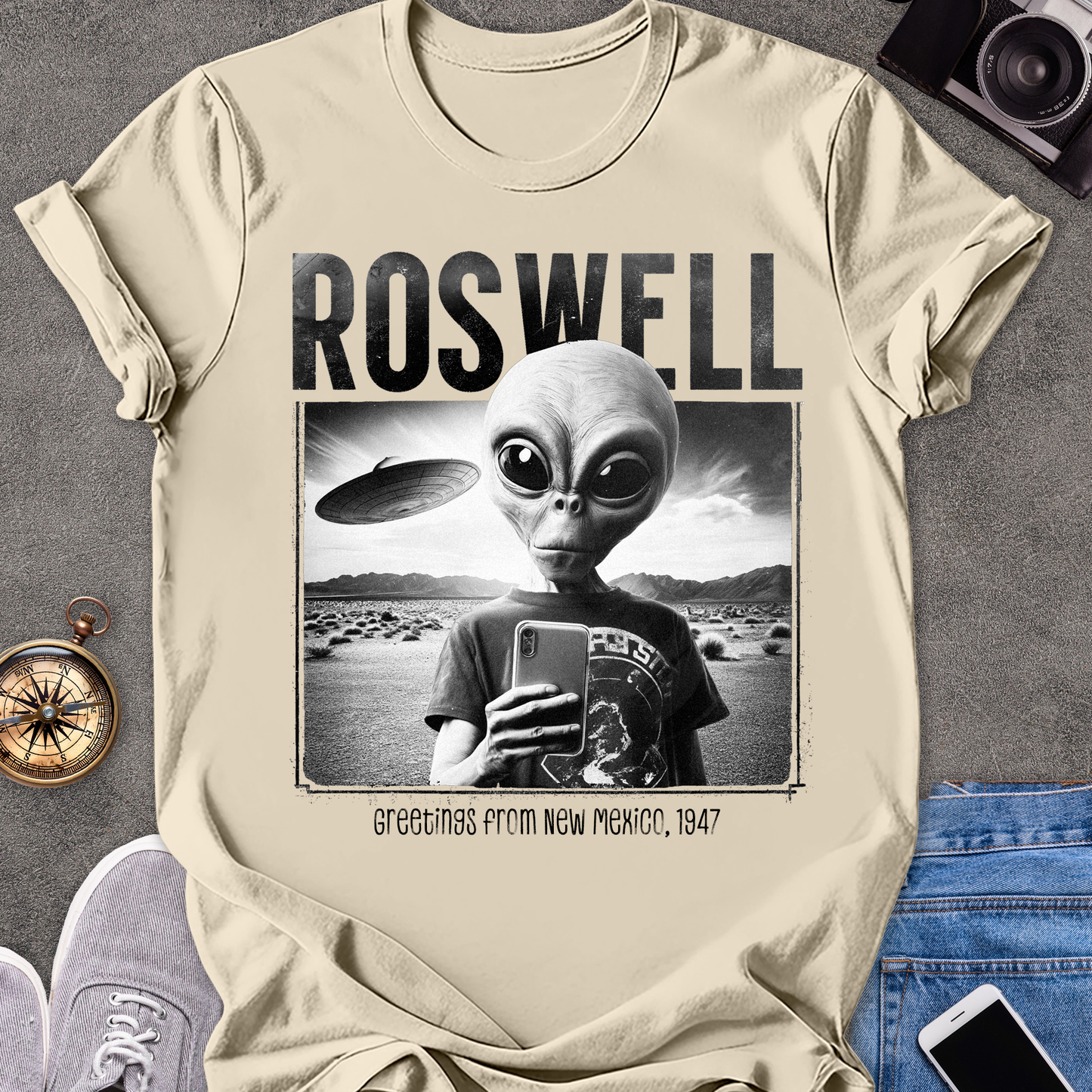 Roswell, Greetings from New Mexico 1947 | Unisex Softstyle T-Shirt | Roswell Travel Tee