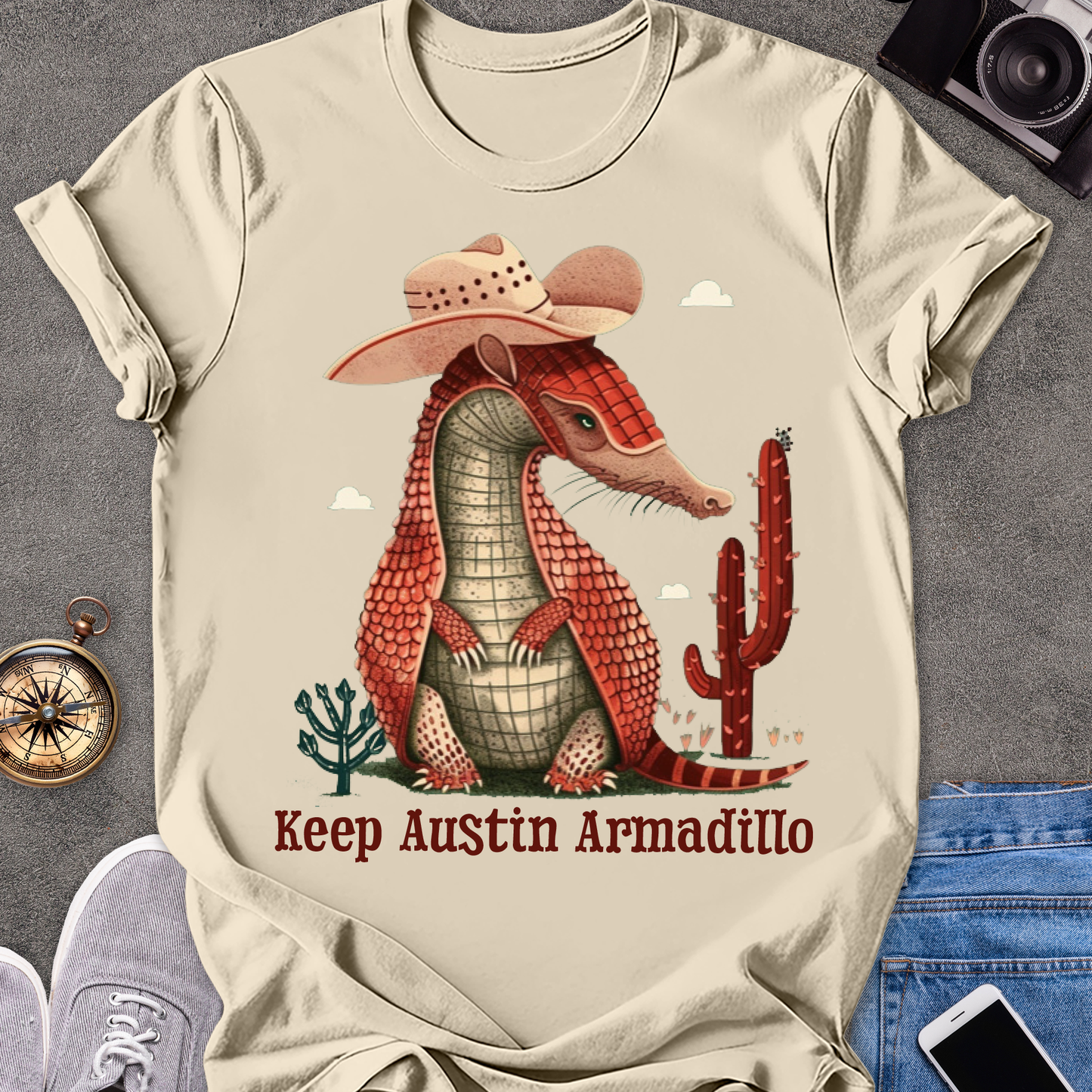 Keep Austin Armadillo| Unisex Softstyle T-Shirt | Texas Travel Tee