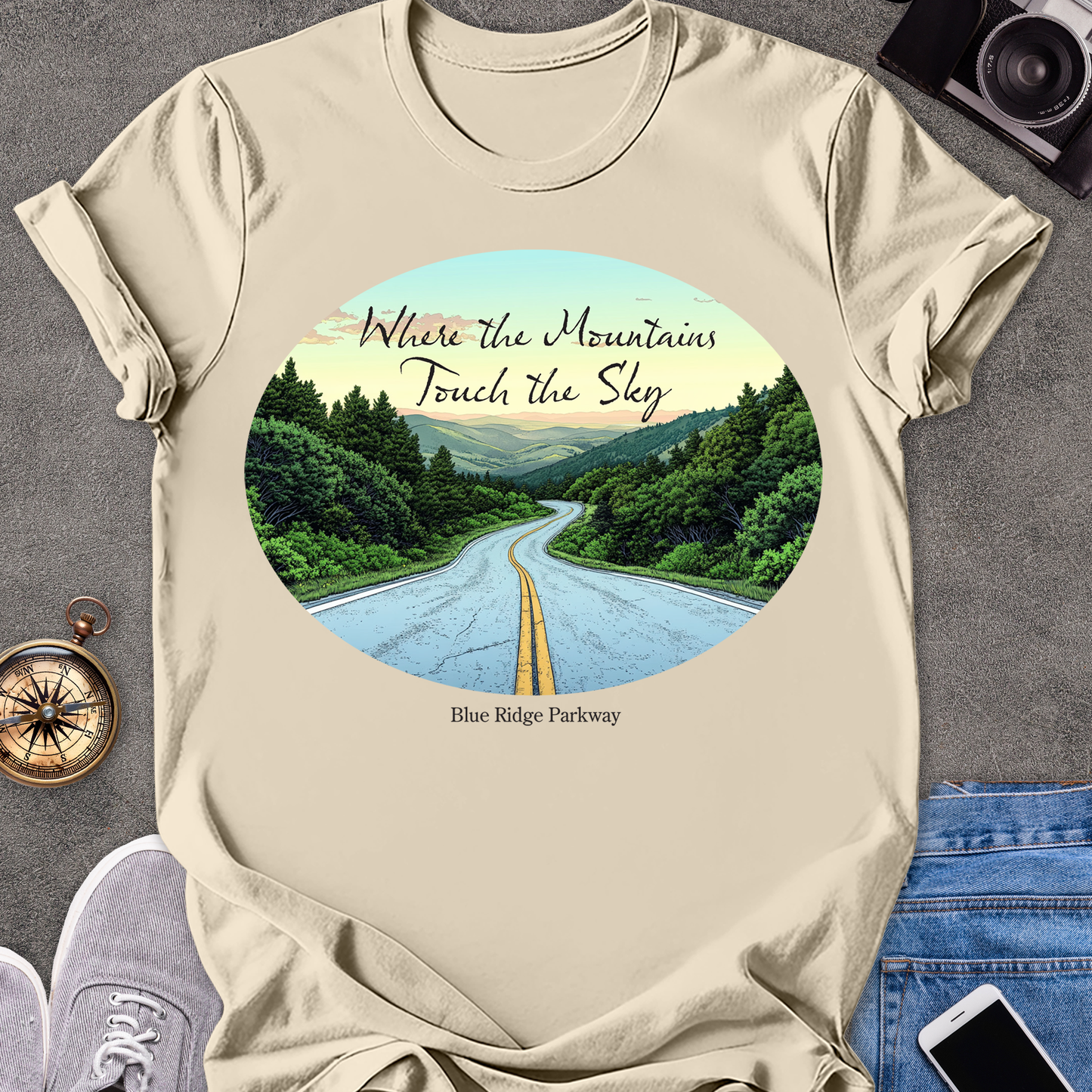 Where The Mountains Touch The Sky - The Blue Ridge Parkway | Unisex Softstyle T-Shirt | Road Trip Tee
