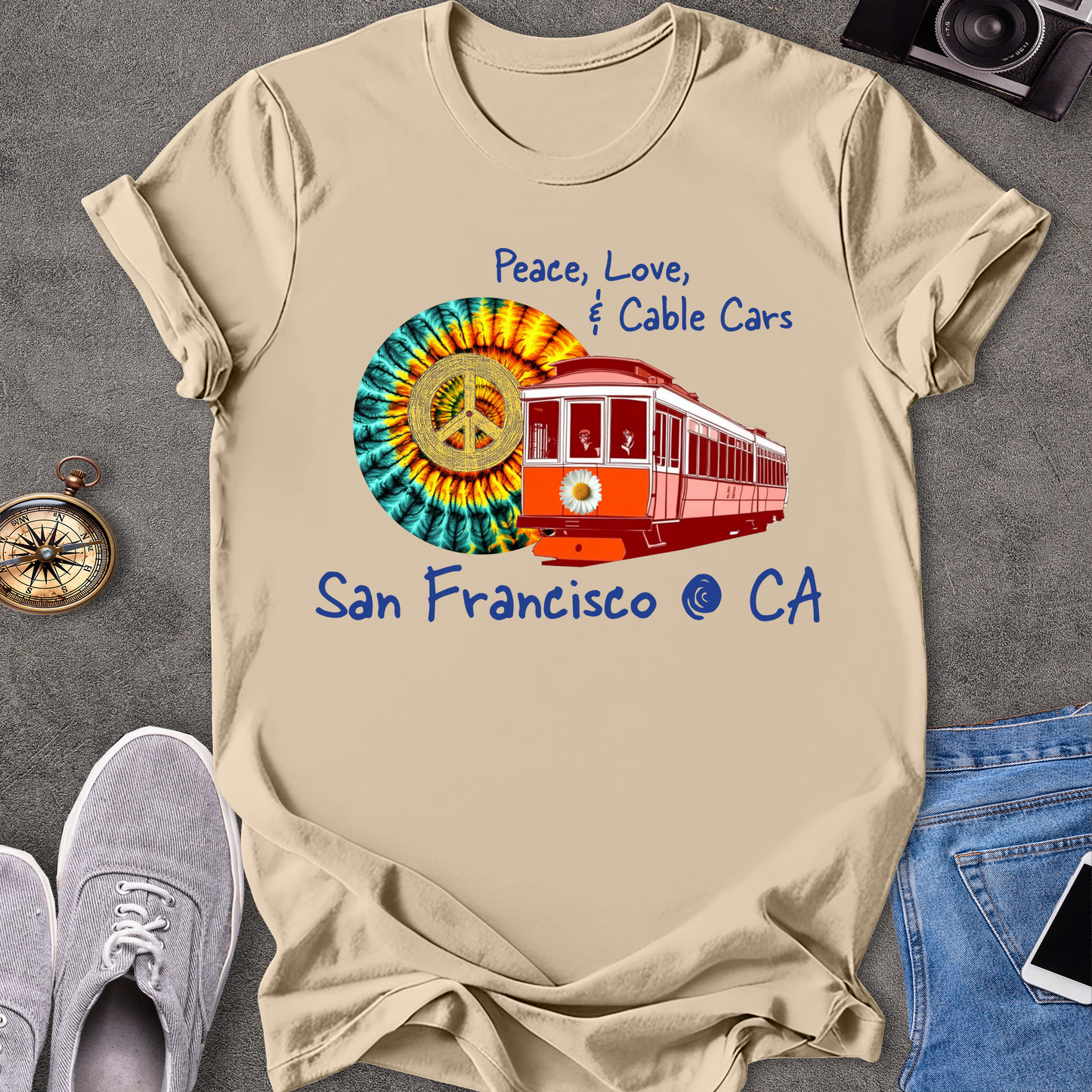 Peace Love & Cable Cars - San Francisco T-Shirt