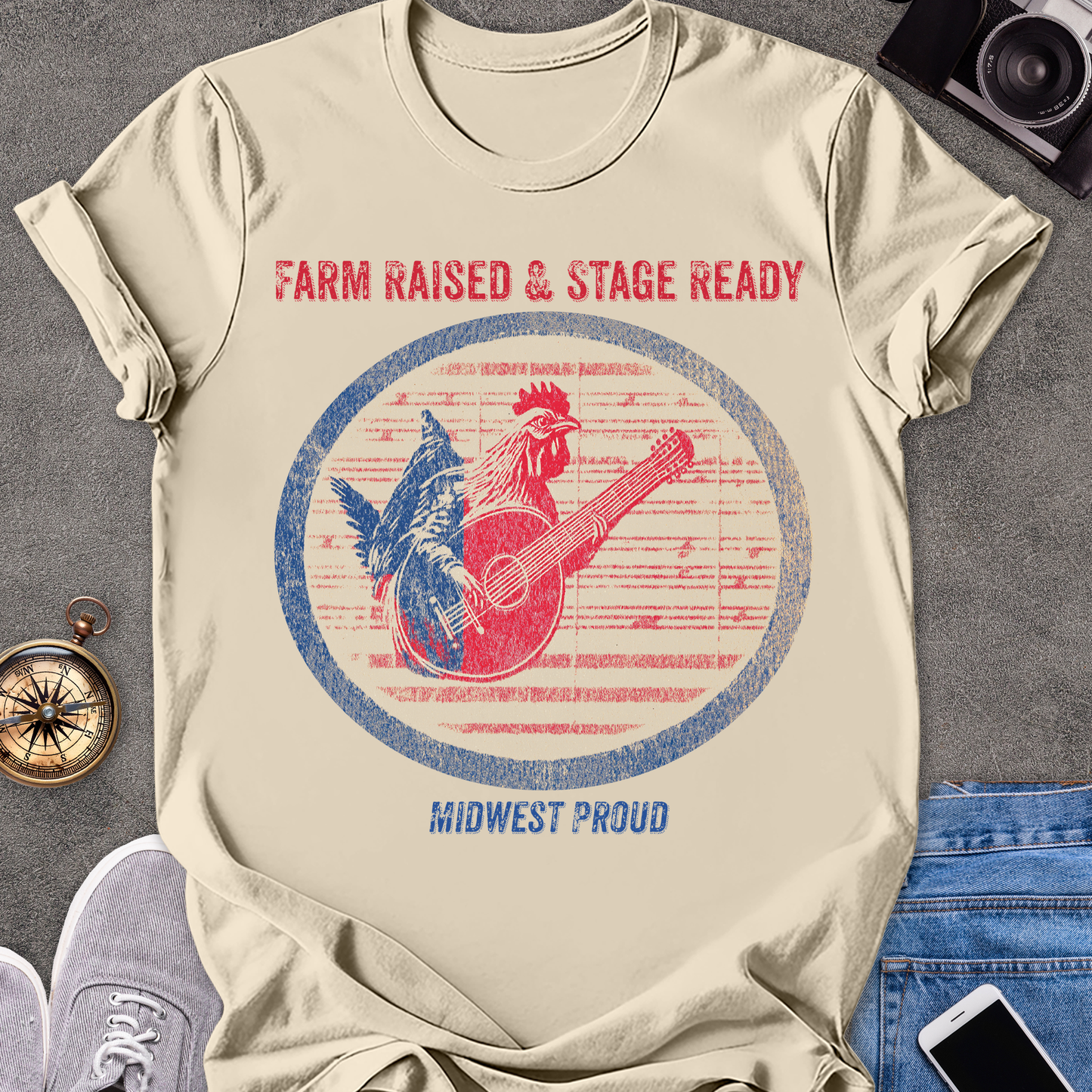 Farm Raised & Stage Ready - Midwest Proud | Unisex Softstyle T-Shirt | Fun and Casual Music Lover Tee