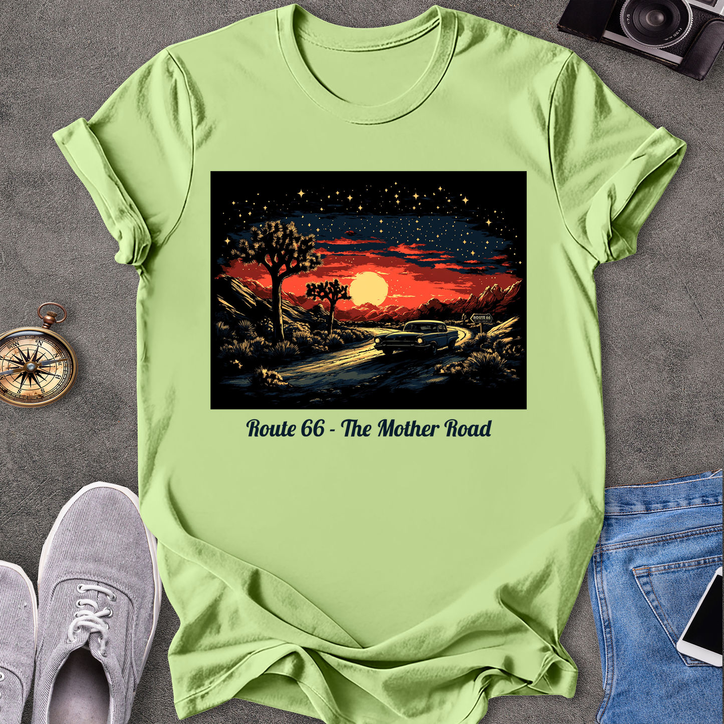 Route 66 - The Mother Road - Dessert Under Starry Skies T-Shirt