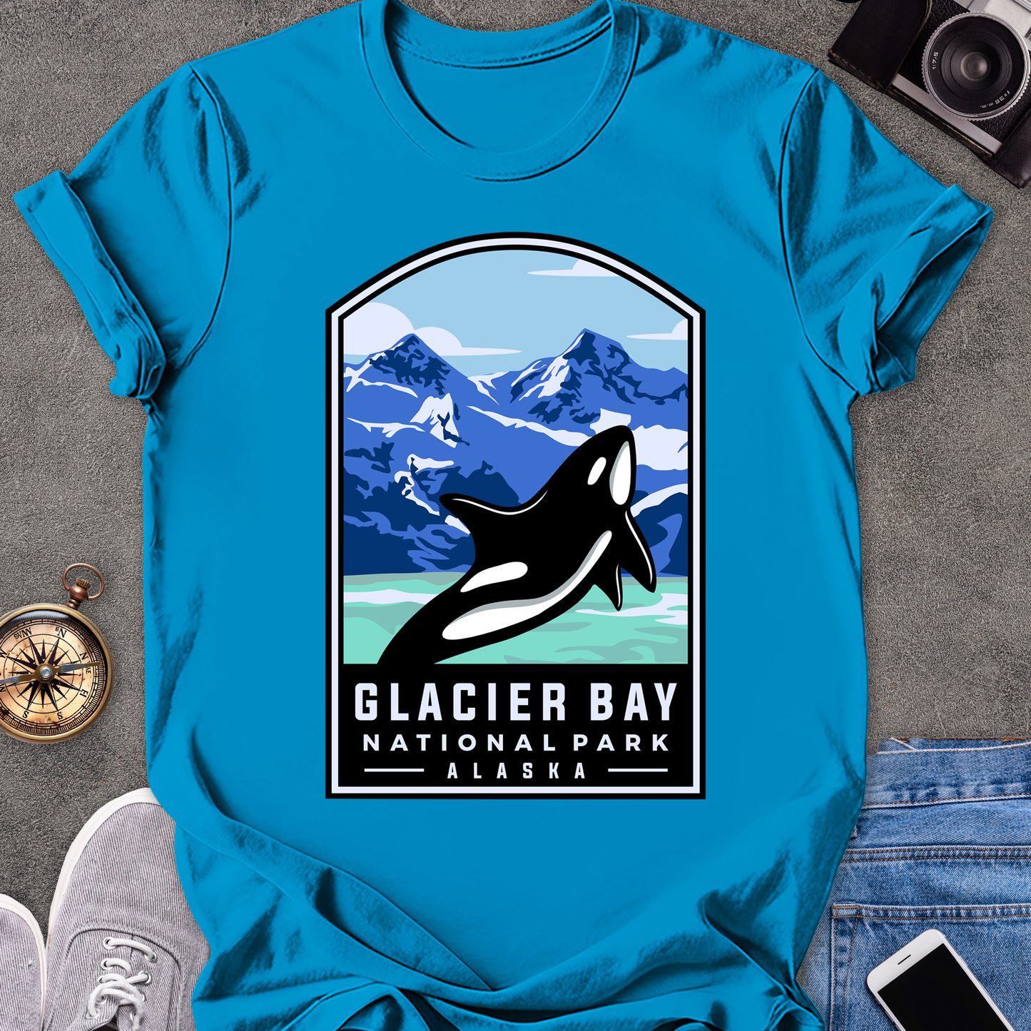Glacier Bay, National Park, Alaska | Unisex Softstyle T-Shirt | Killer Whale Tee
