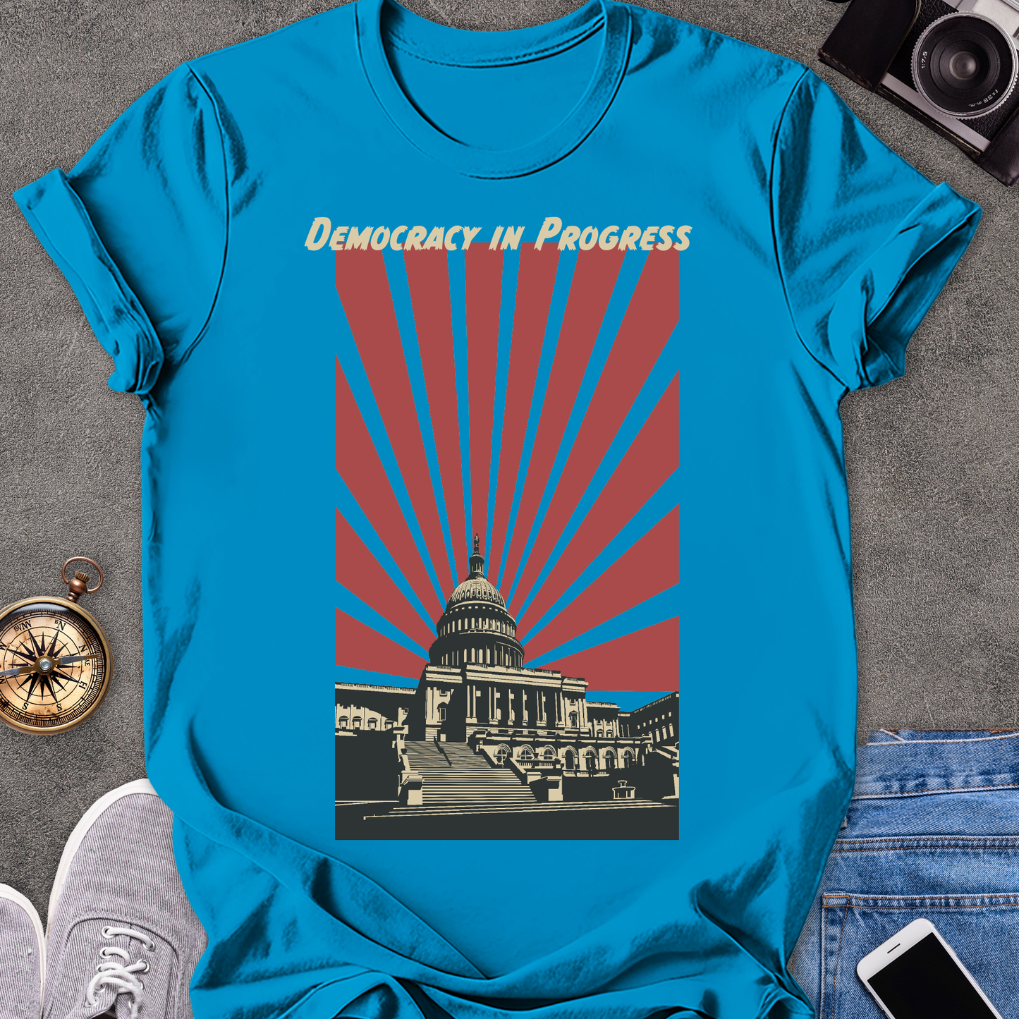 Democracy In Progress | Unisex Softstyle T-Shirt | Washington D.C. Travel Tee