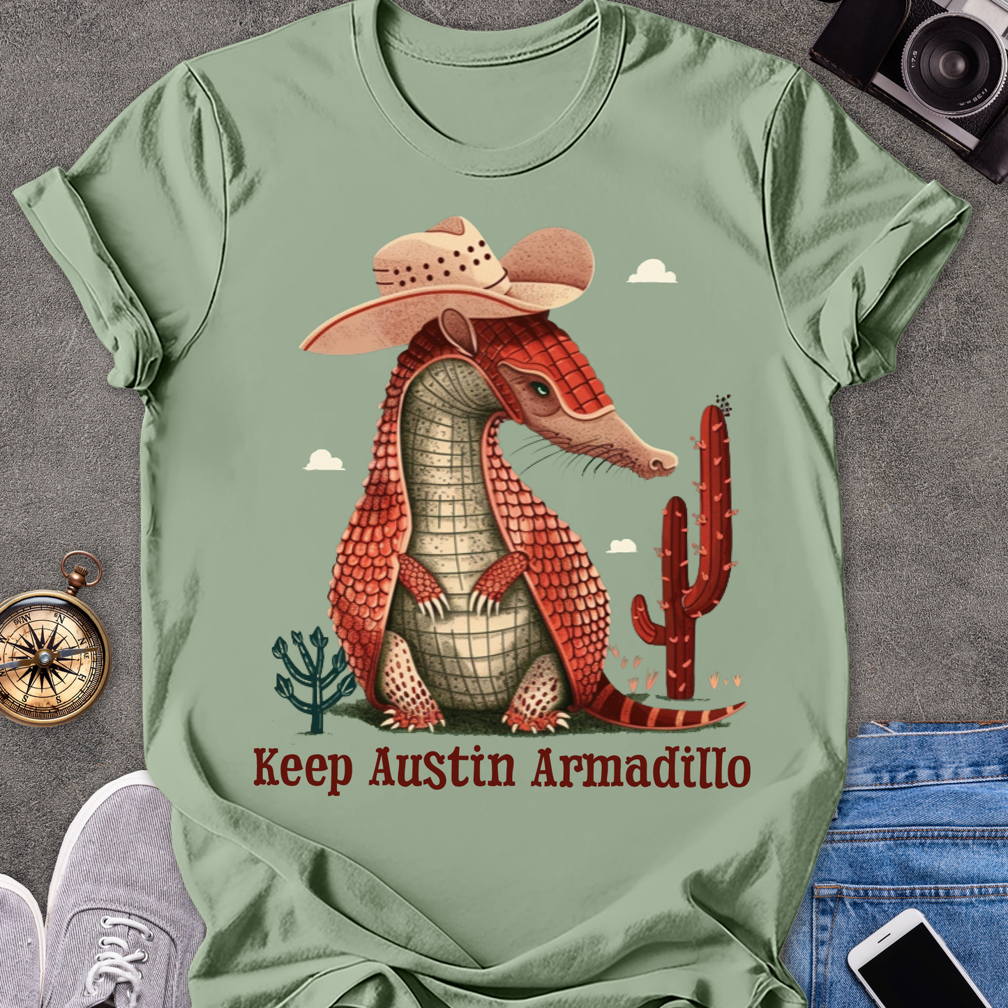 Keep Austin Armadillo| Unisex Softstyle T-Shirt | Texas Travel Tee