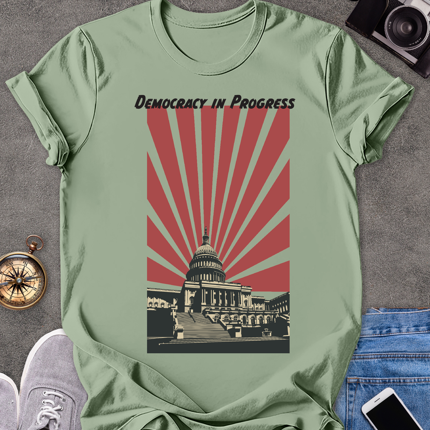 Democracy In Progress | Unisex Softstyle T-Shirt | Washington D.C. Travel Tee