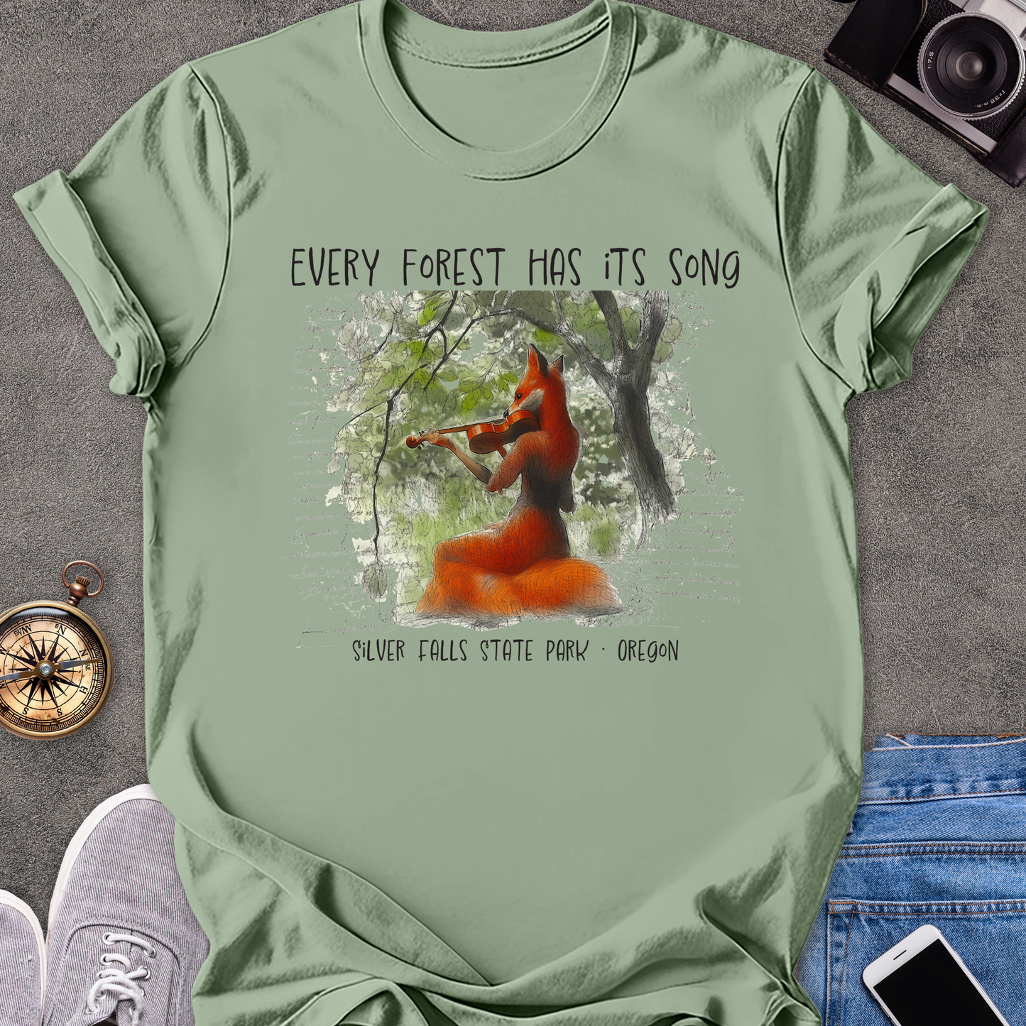 Every Forest Has It's Song -Silver Falls State Park, Oregon | Unisex Softstyle T-Shirt | Nature and Adventure Lover Tee