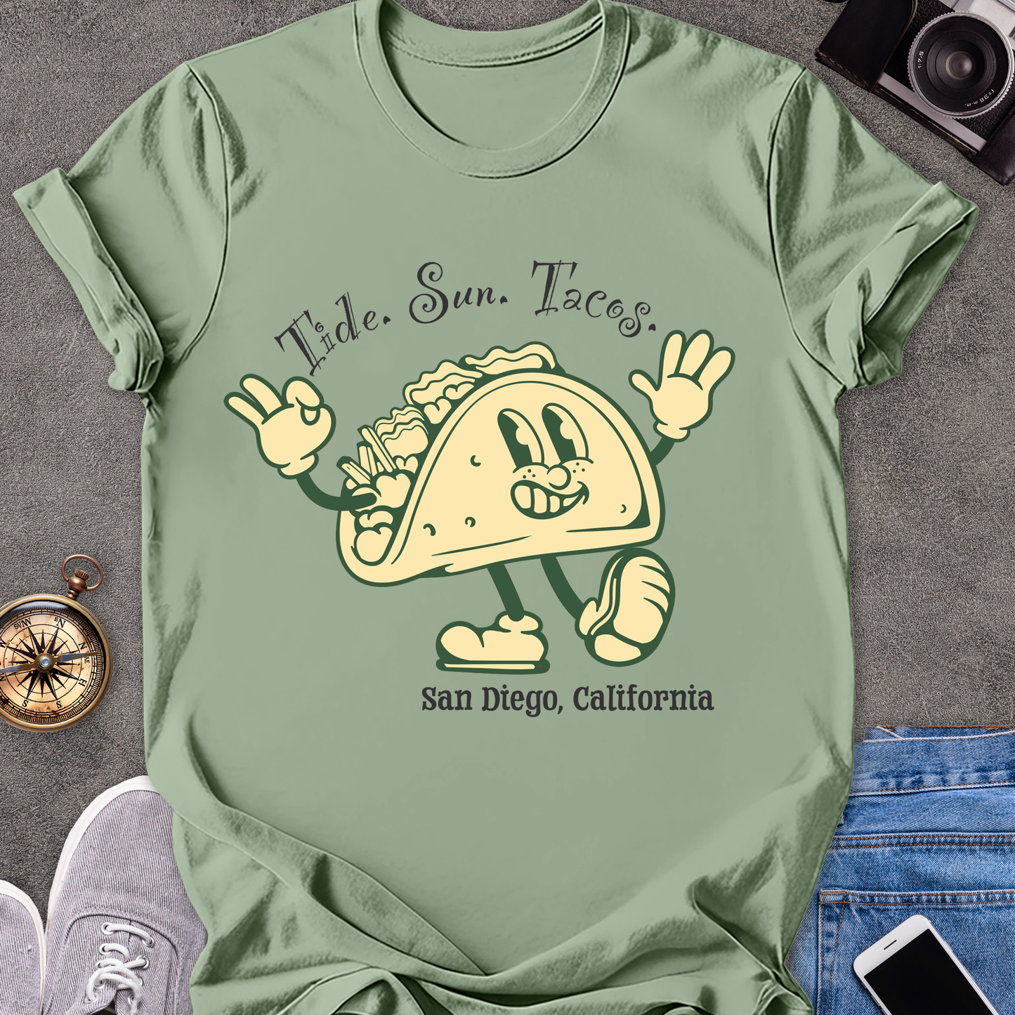 Tide. Sun. Tacos - San Diego, California | Unisex Softstyle T-Shirt | Fun Taco Lover Tee
