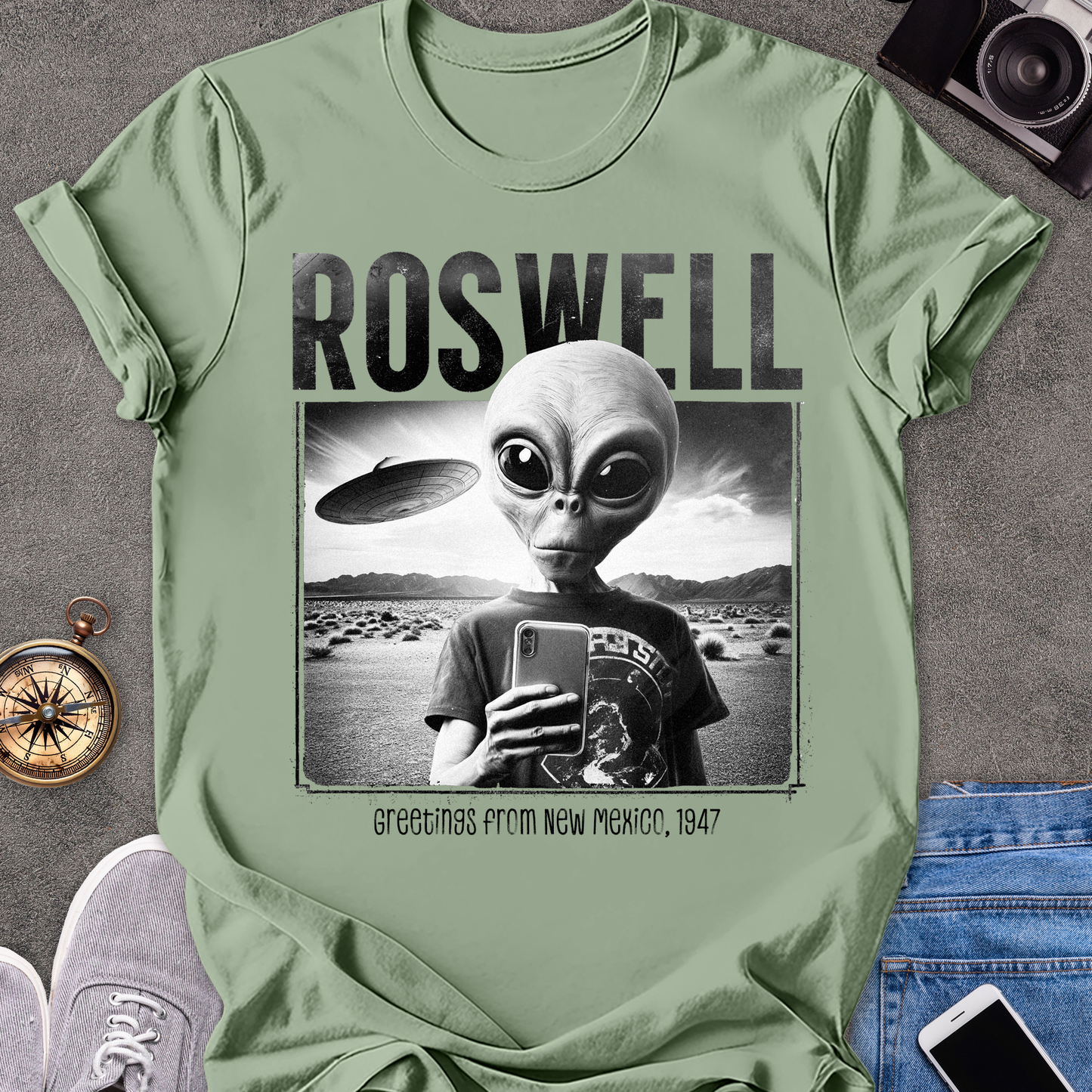 Roswell, Greetings from New Mexico 1947 | Unisex Softstyle T-Shirt | Roswell Travel Tee