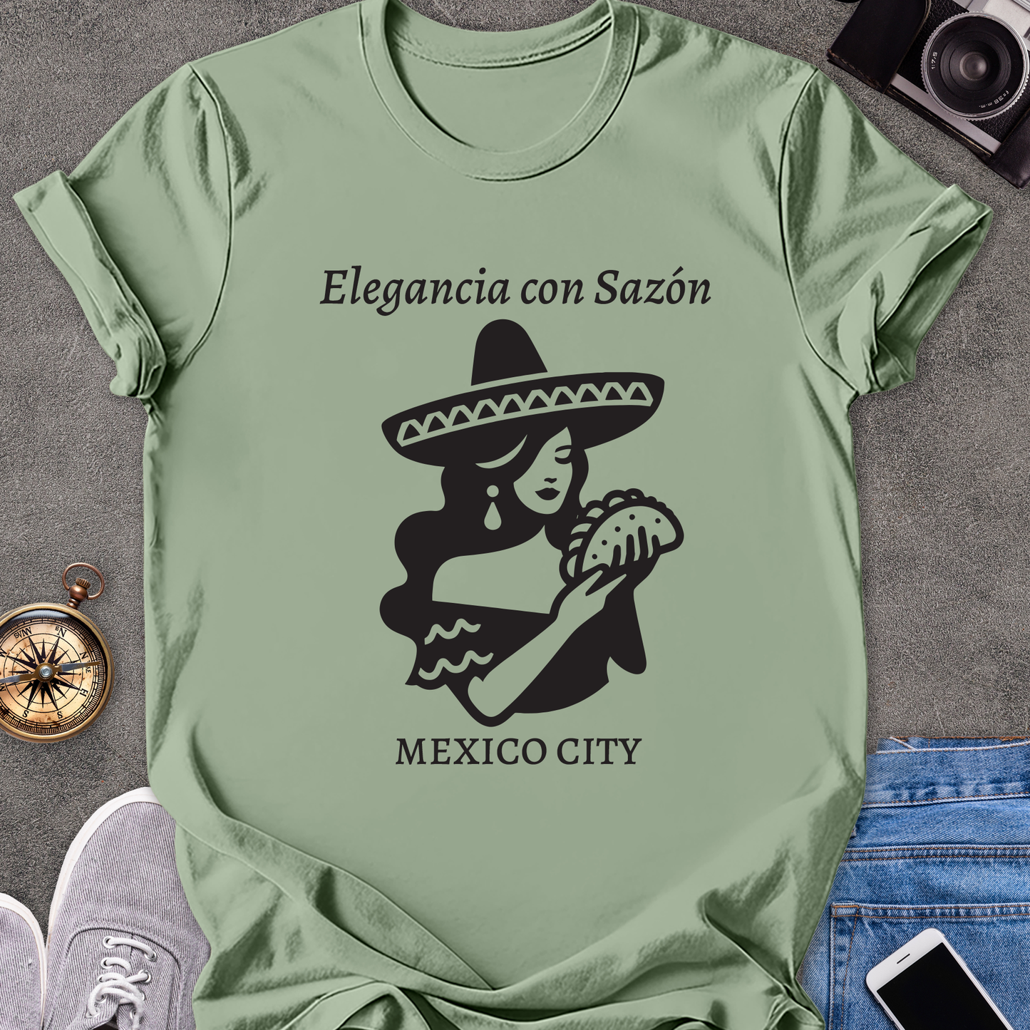 Elegancia con Sazón-Mexico City | Unisex Softstyle T-Shirt | Foodie Travel Tee
