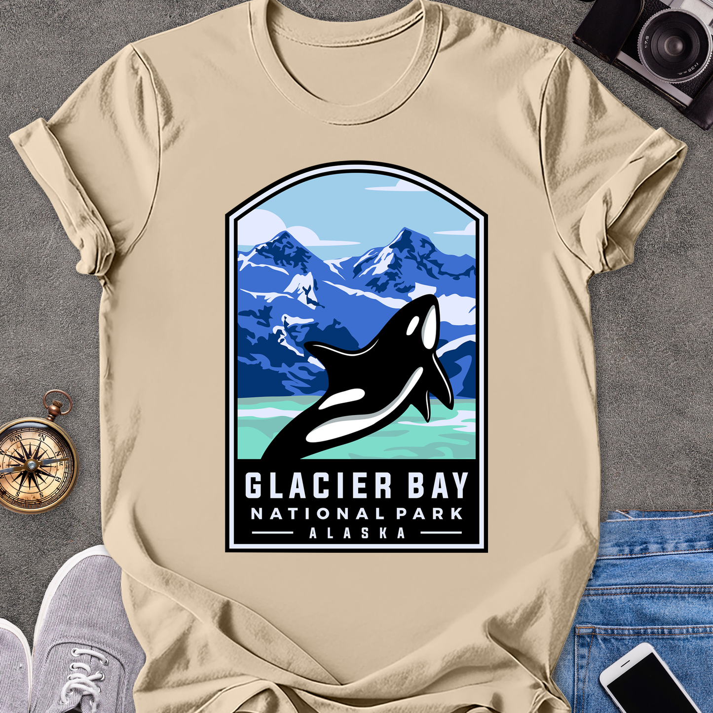 Glacier Bay, National Park, Alaska | Unisex Softstyle T-Shirt | Killer Whale Tee