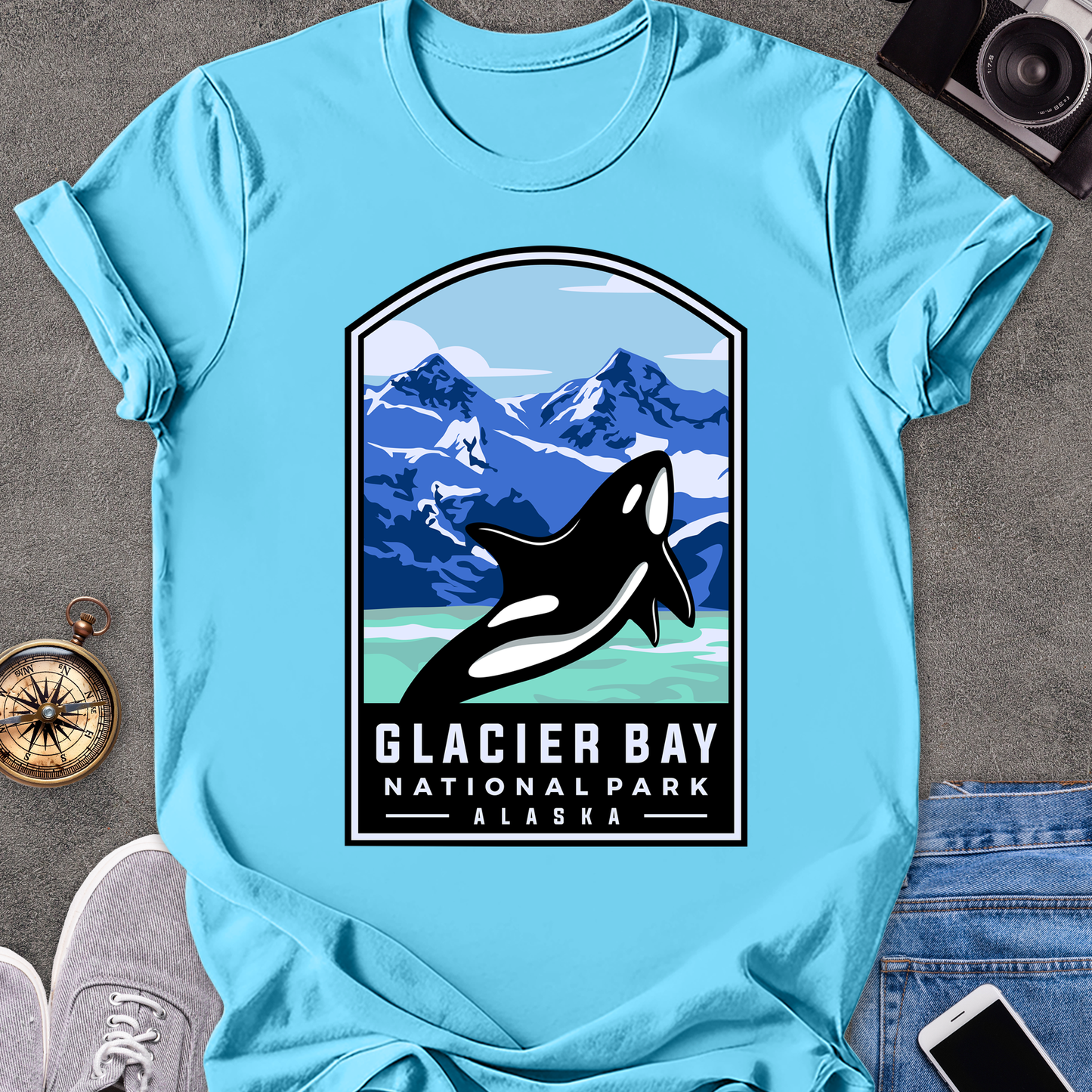 Glacier Bay, National Park, Alaska | Unisex Softstyle T-Shirt | Killer Whale Tee