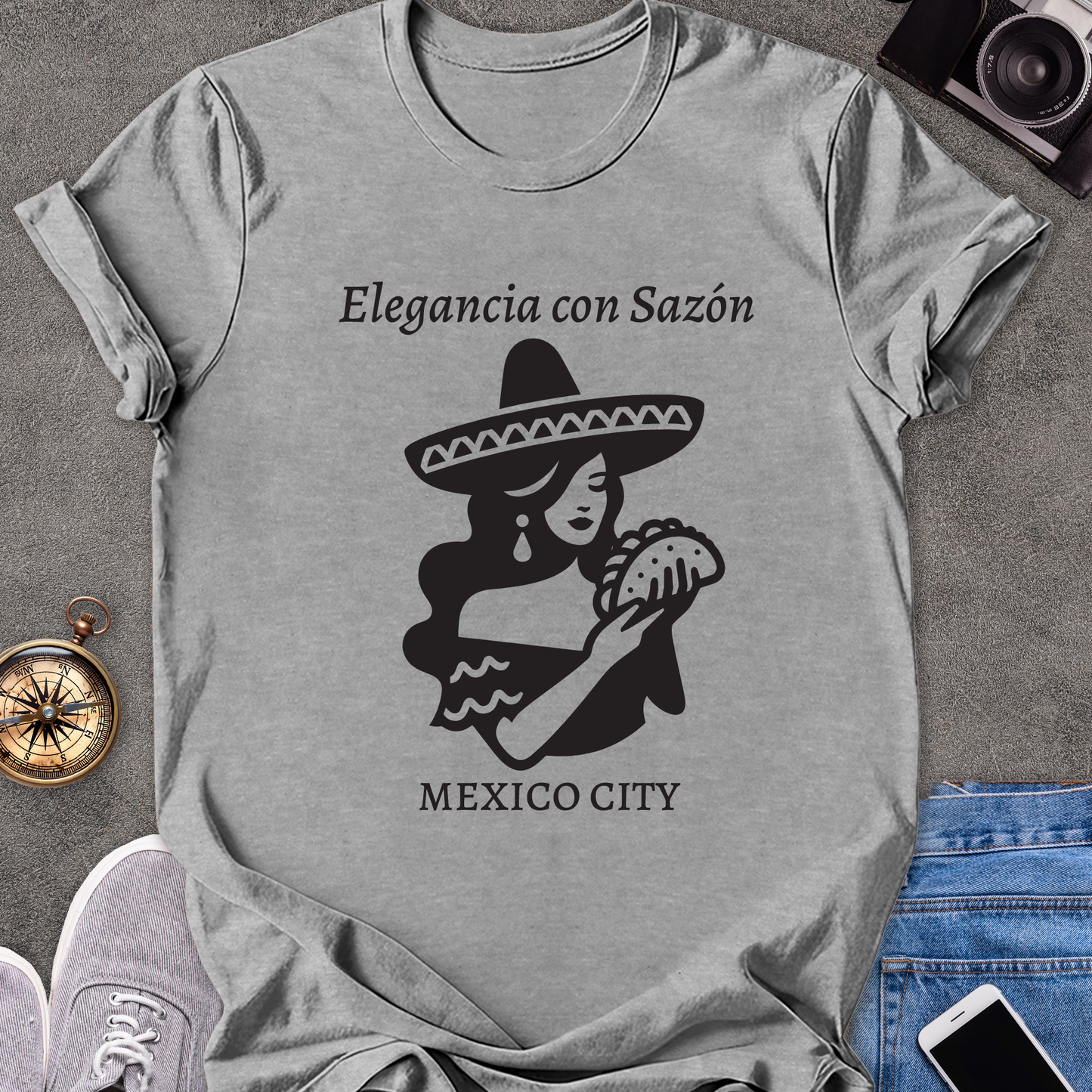 Elegancia con Sazón-Mexico City | Unisex Softstyle T-Shirt | Foodie Travel Tee