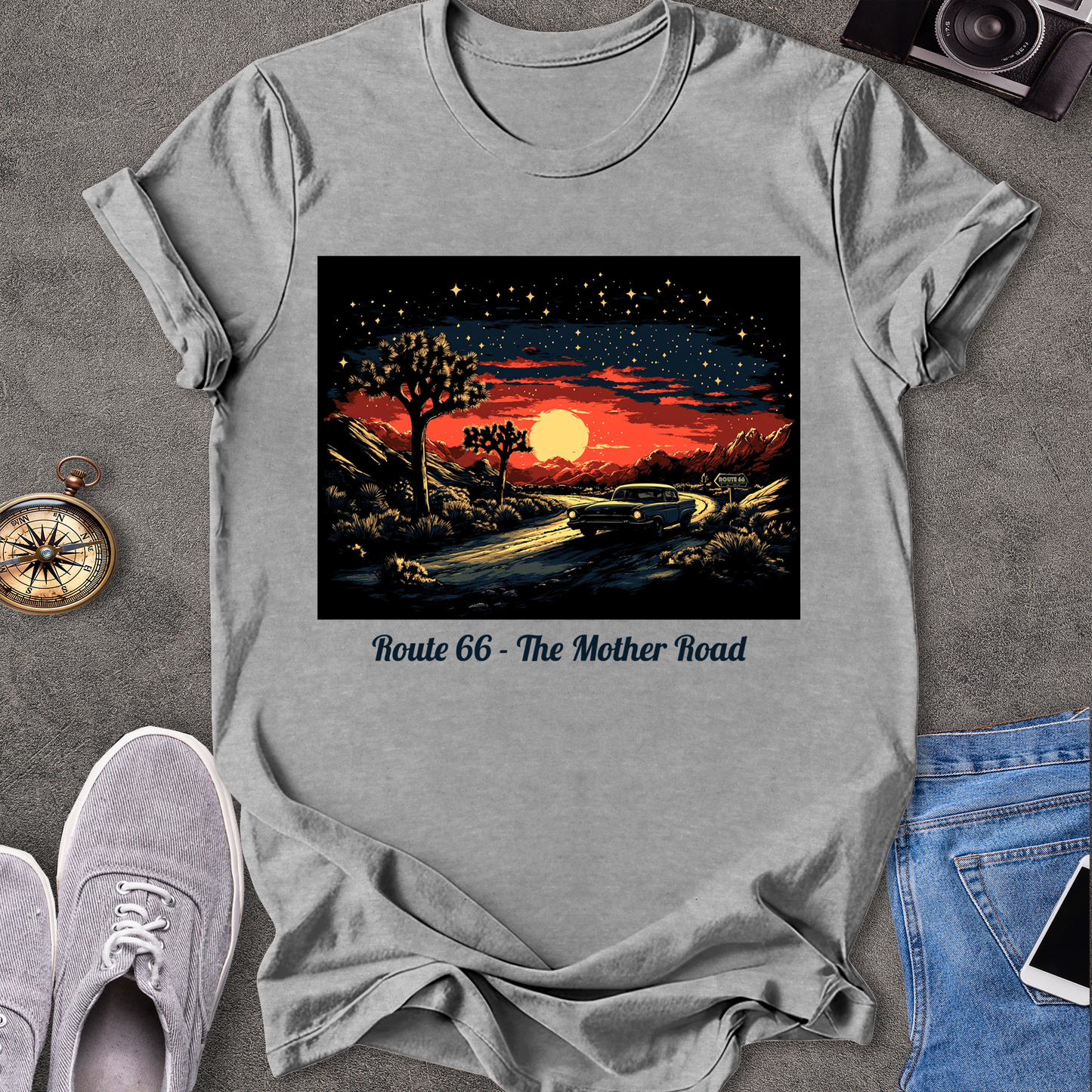 Route 66 - The Mother Road - Dessert Under Starry Skies T-Shirt