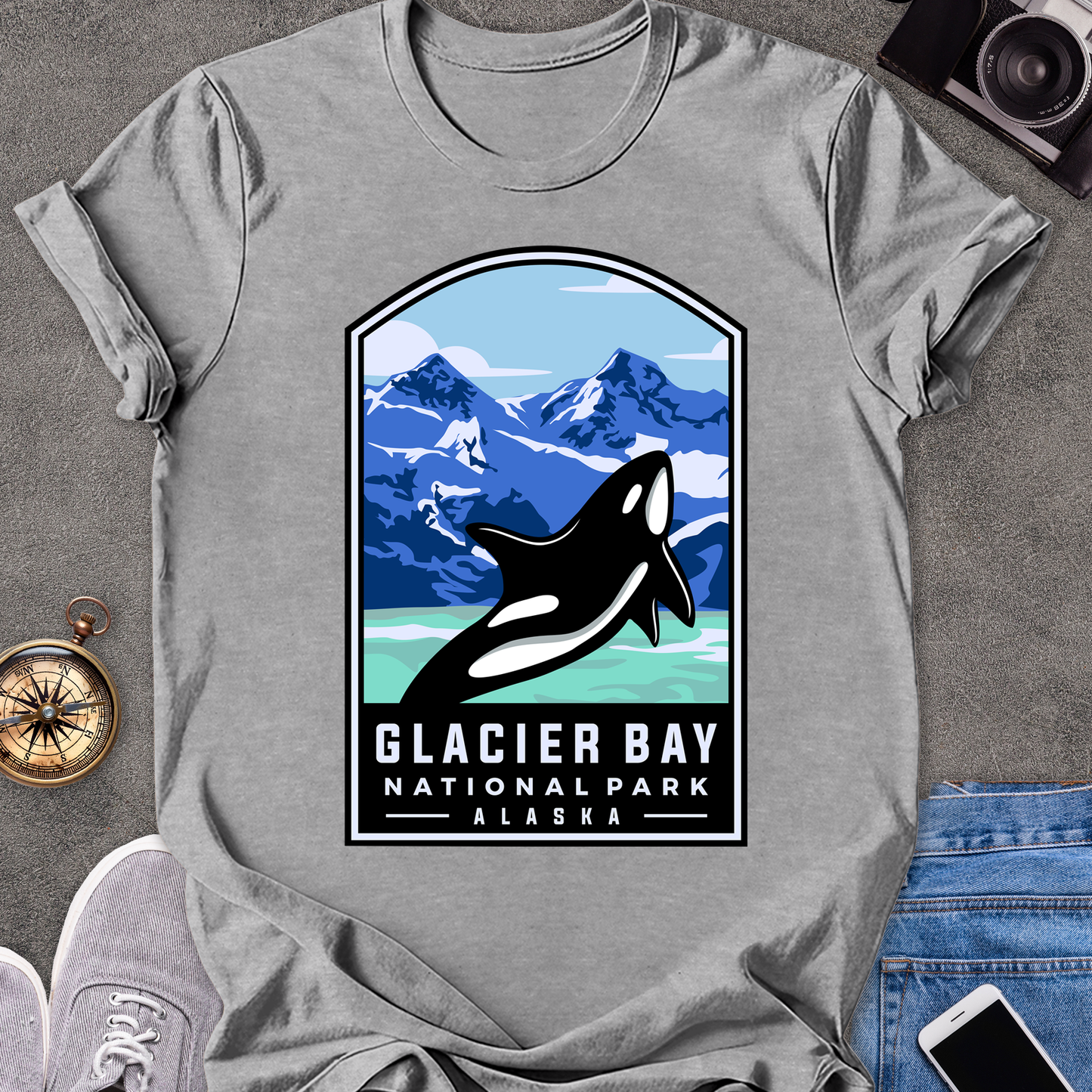 Glacier Bay, National Park, Alaska | Unisex Softstyle T-Shirt | Killer Whale Tee